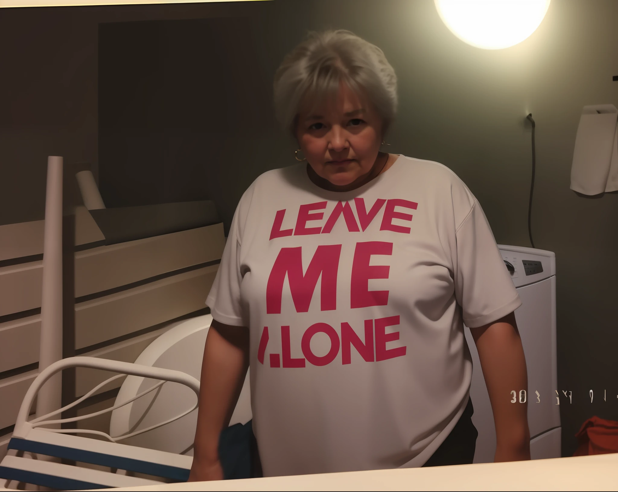 there is a woman standing in front of a washing machine, grainy photo of an ugly woman, 3 0 years woman, taken in the early 1990s, photo of a woman, taken in 1 9 9 7, taken in the late 1980s, photo from the 80s, she is about 7 0 years old