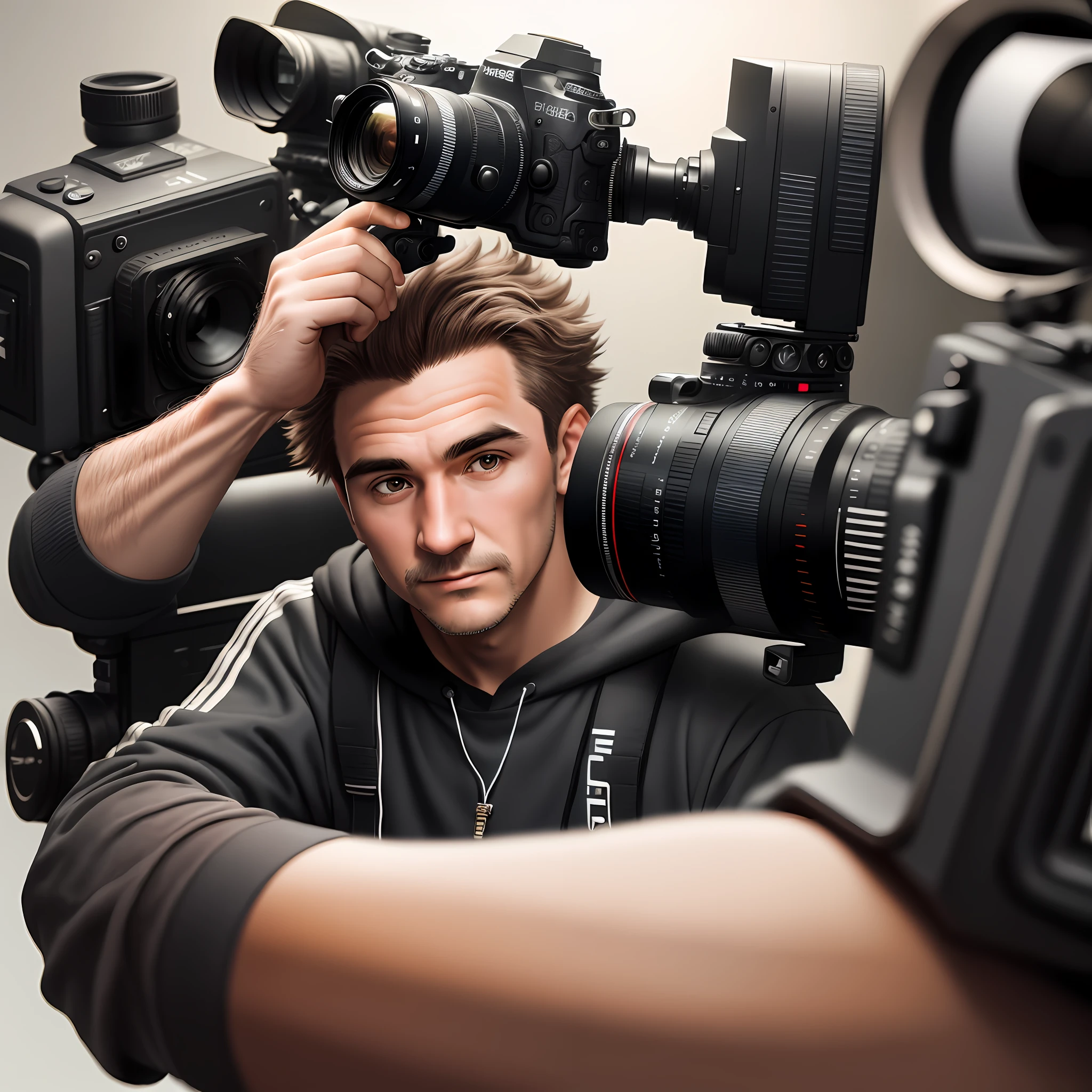 Male Average Age, Photographer with Camera in Hand, Studio Photo Style, 8K