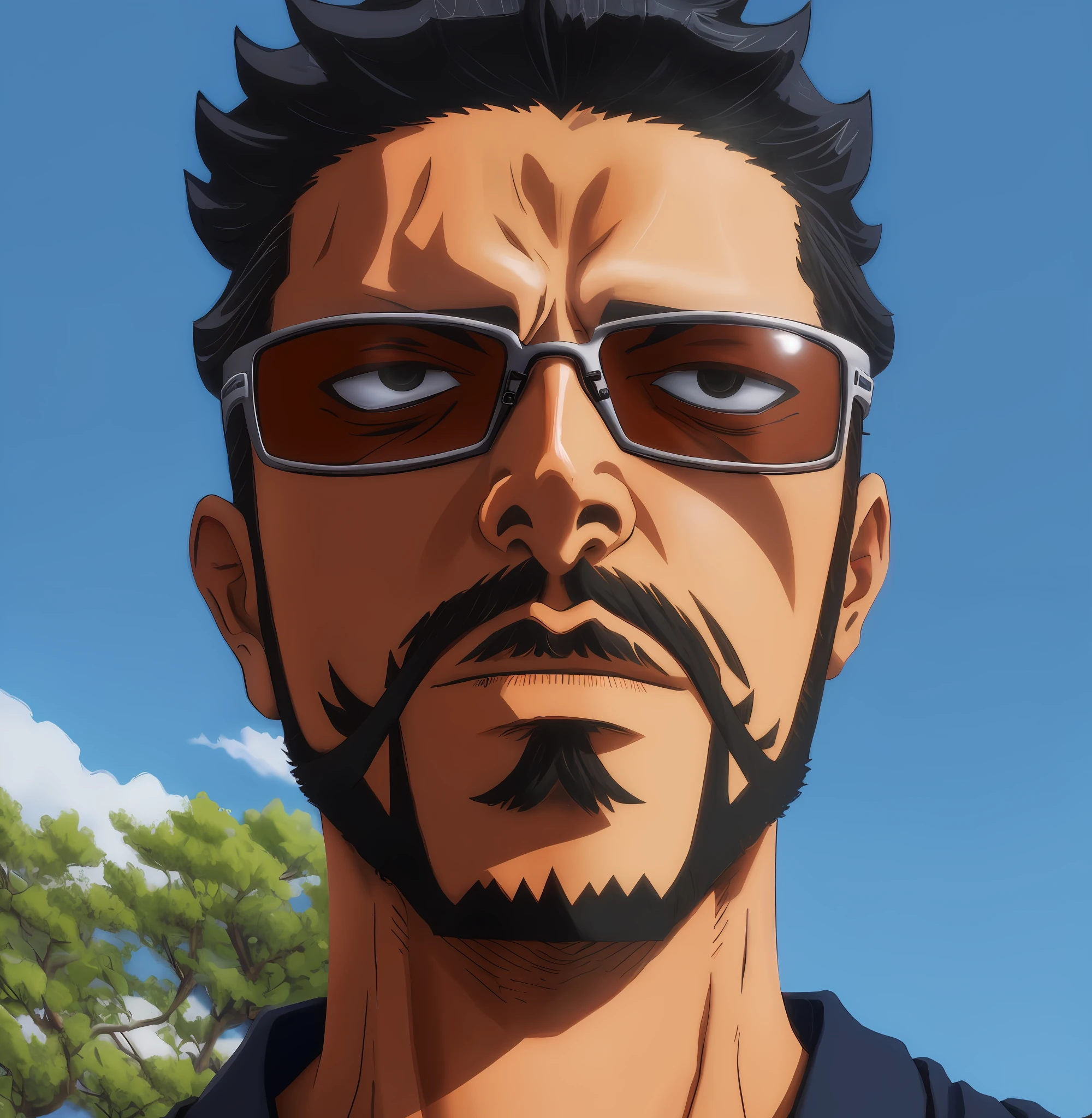 There is a man with glasses, profile picture, with glasses and beard, high quality image, 8k, anime, drawing