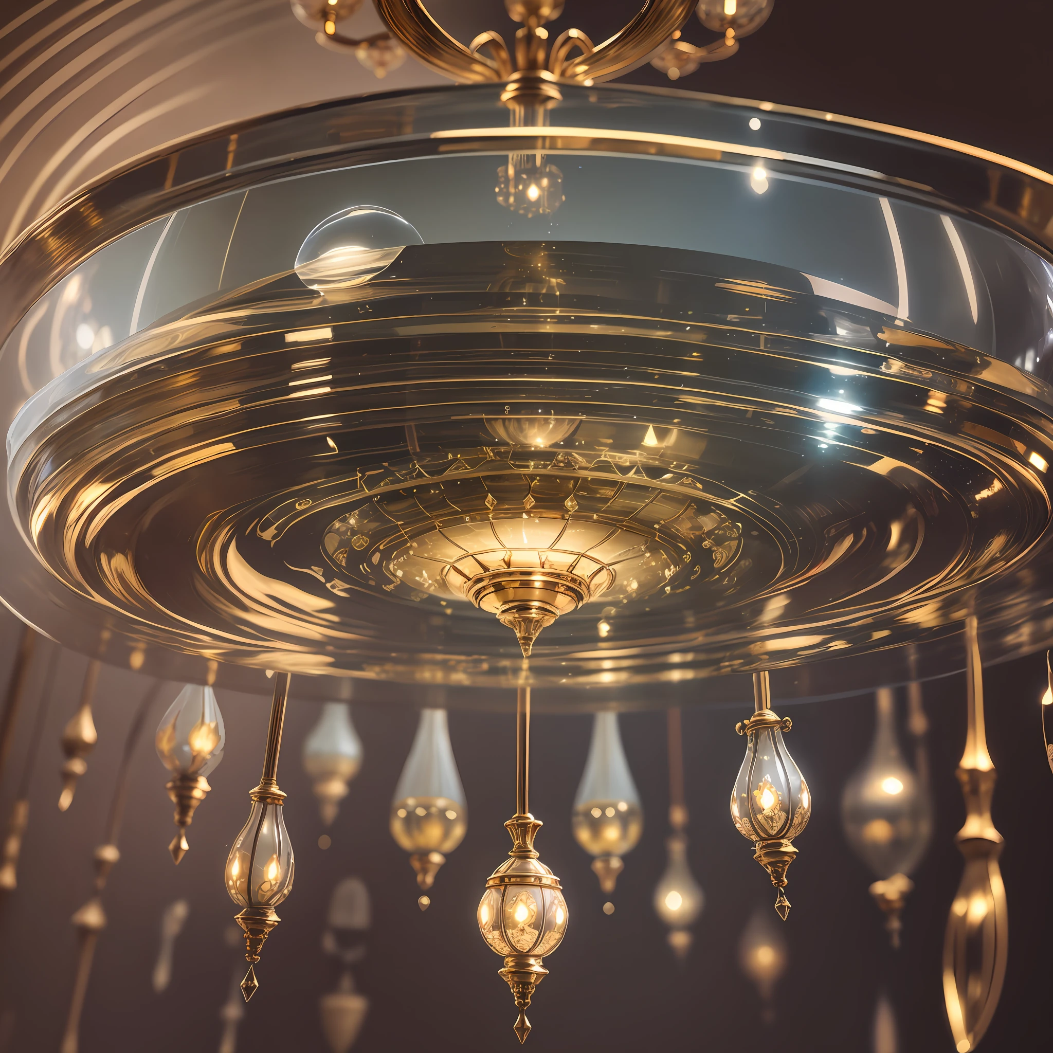 Glass light, water ripple, transparent, glass, oval, brass fittings, large space chandelier, high precision, f1.4 aperture, 56mm focal length