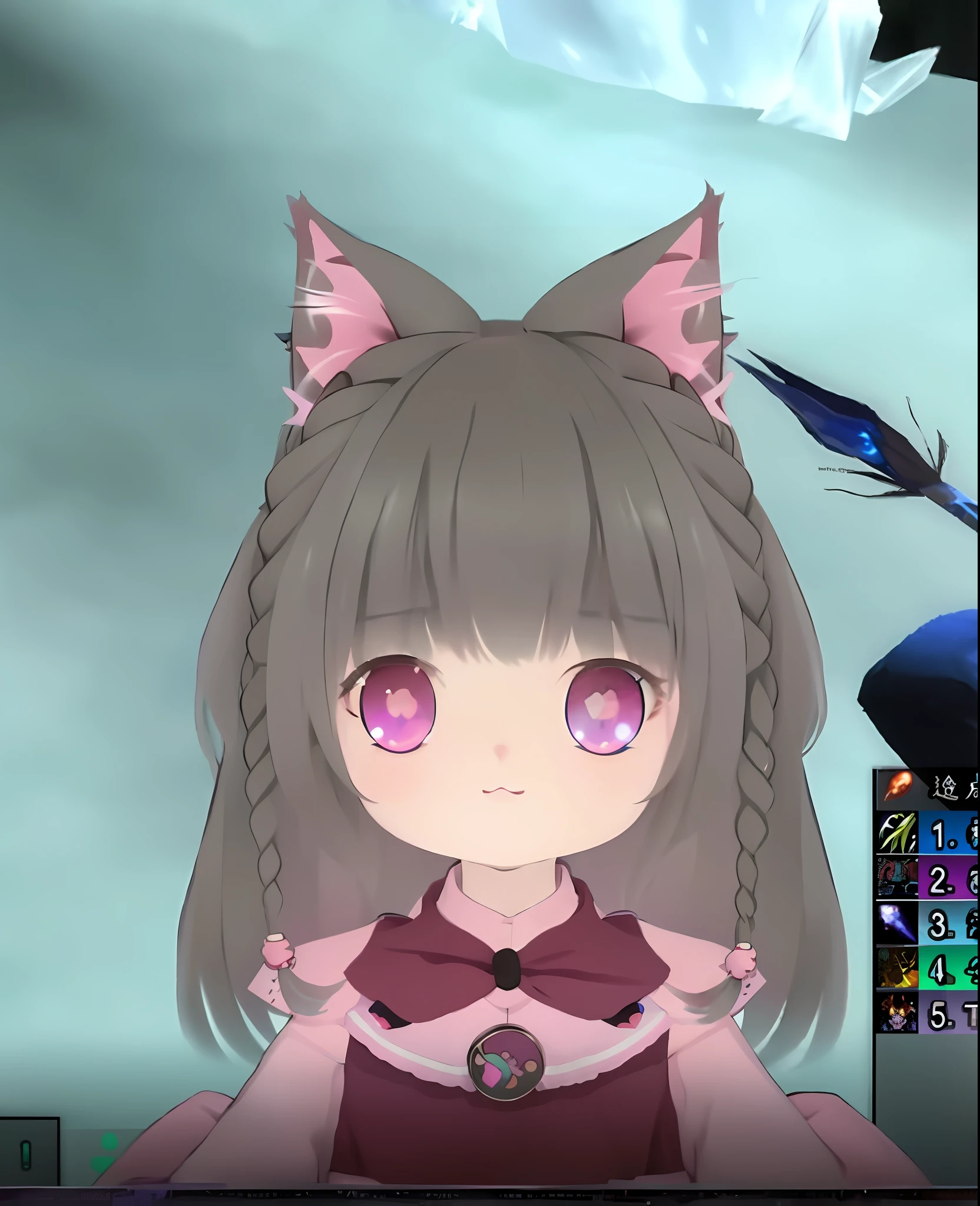 anime girl with long hair and cat ears in front of a blue bird, pink twintail hair and cyan eyes, anime catgirl, final fantasy 14 style, cute anime catgirl, very beautiful anime cat girl, beautiful anime catgirl, cat girl, anime girl with cat ears, attractive cat girl, world boss kitten, holo is a wolf girl