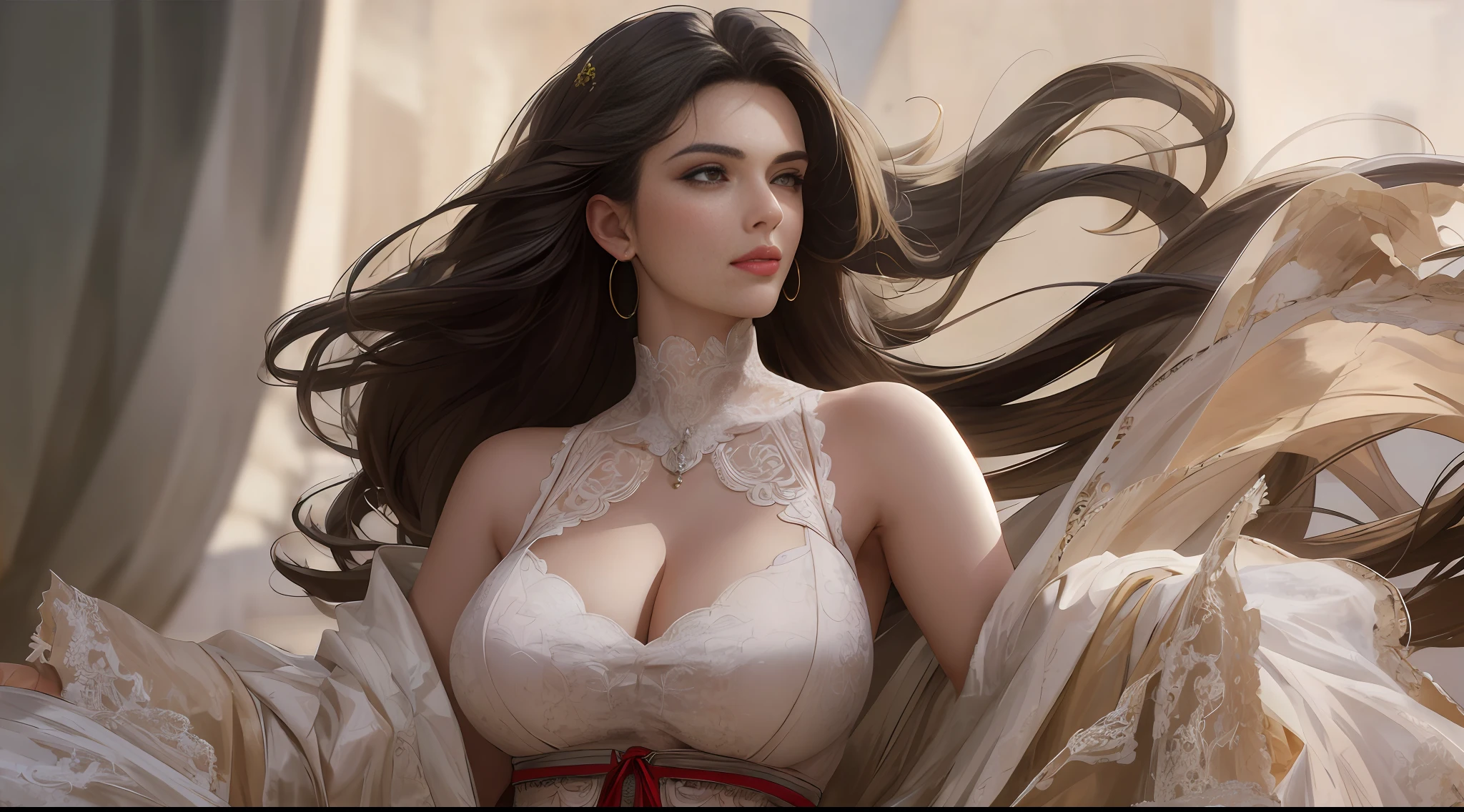 (masterpiece:1.2, best quality), realistic, (real picture, finely crafted, depth of field), cleft lip, high detail, perfect face shape, perfect body, oversize model, mature woman, tall long legs, big breasts, natural background bokeh