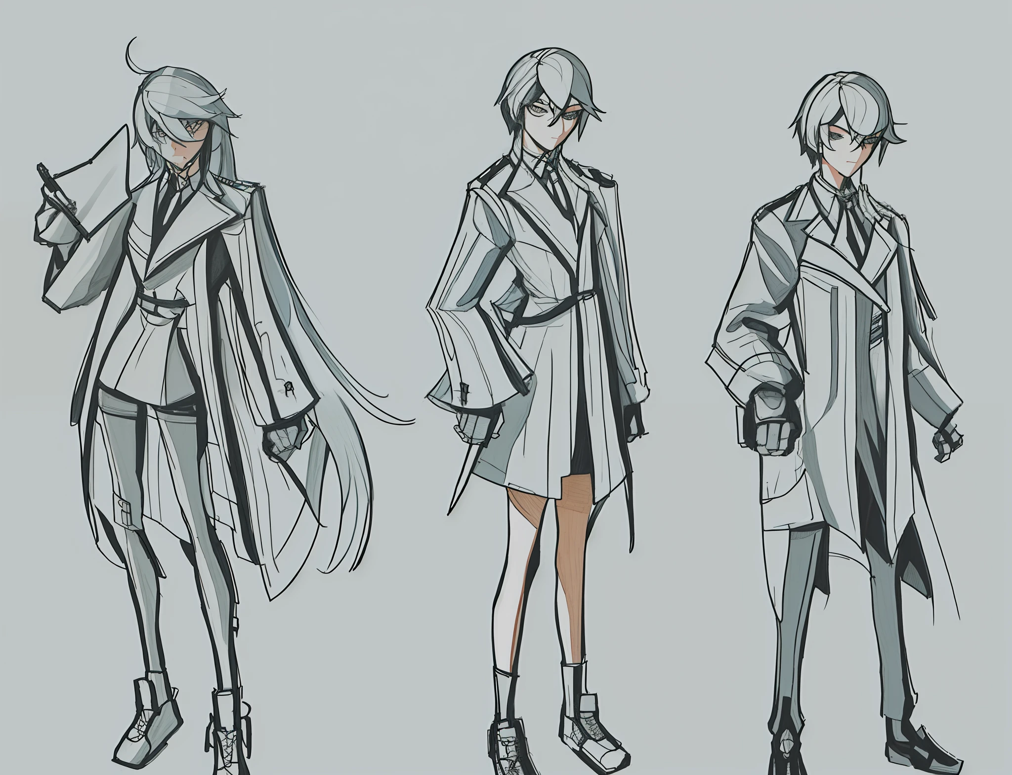 (colored pencil drawings, sketches)) One is dressed in a white trench coat with a sense of technology, wearing a pair of silver-white shoes with a very sci-fi sense, holding a Rubik's cube in his right hand and a notebook in his left hand, (vivid facial features,, the character is two legs, the legs should be coordinated, high detail, the hands should be prominent, 5 fingers in the hand),,, Canon, 8k, super detail, high quality, high detail, best quality, masterpiece