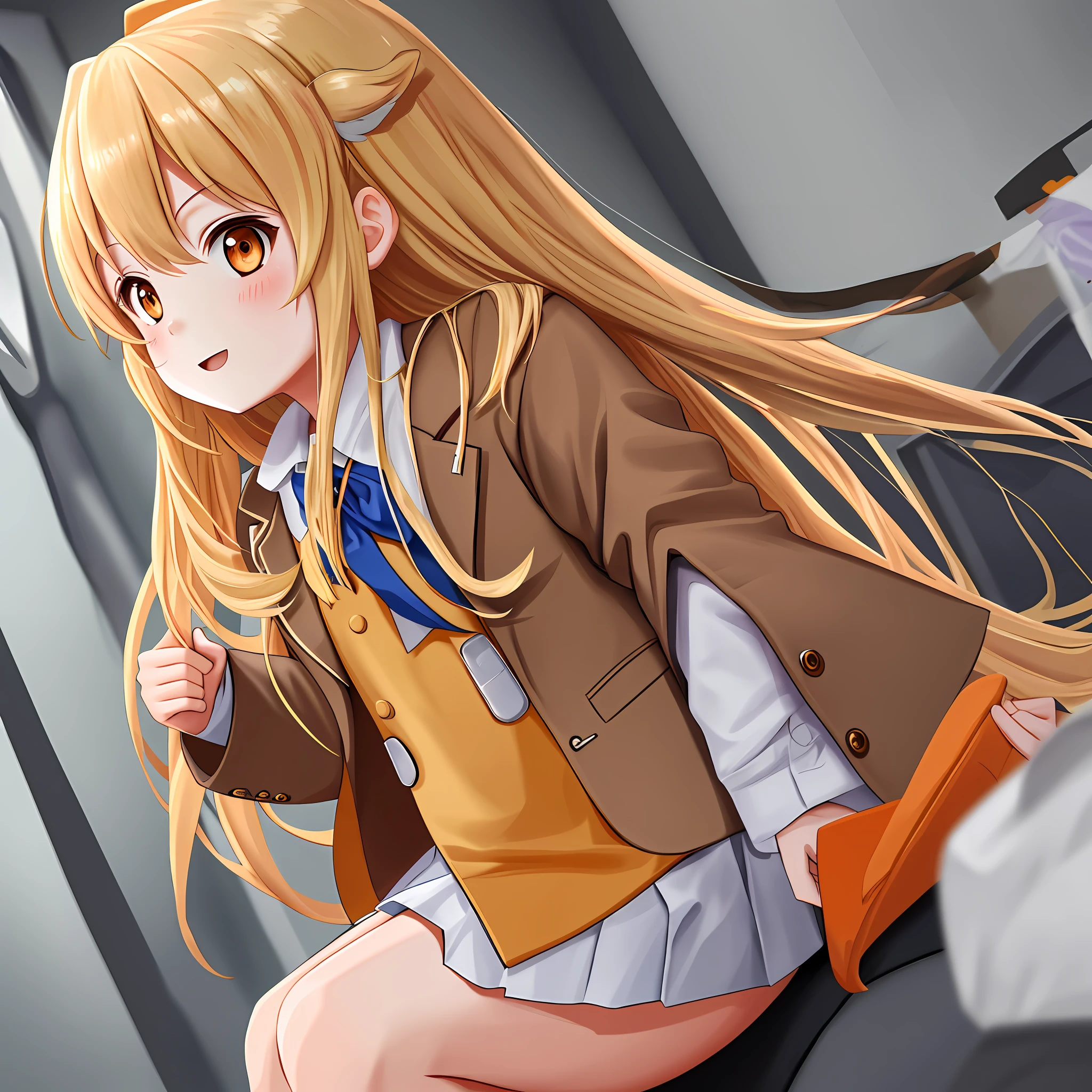 Girl Doma Umaru Long Hair Blonde School Uniform Blazer Top Quality High Resolution Masterpiece Cute