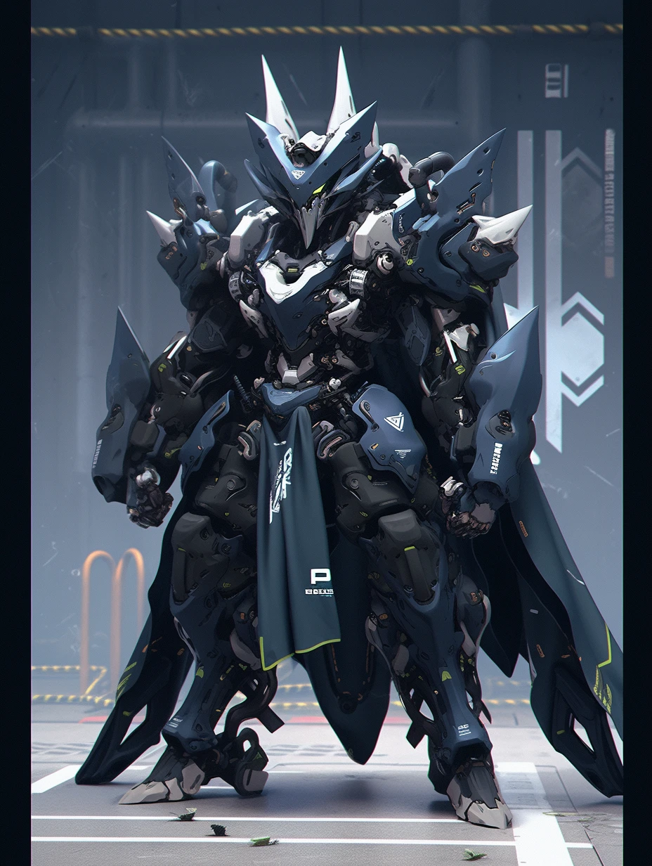 Simple concept design of alien mechanical robot,full body posture , complete composition, , 3D, CG concept, perfect body light, Thuan Nguyen Minh Duong, behance, 3D rendering of the mech, cyberpunk, future cool style, . Conceptual design, modeling, texturing and rendering done by me for a massive hostile situation, --ar 3:4 --niji 5