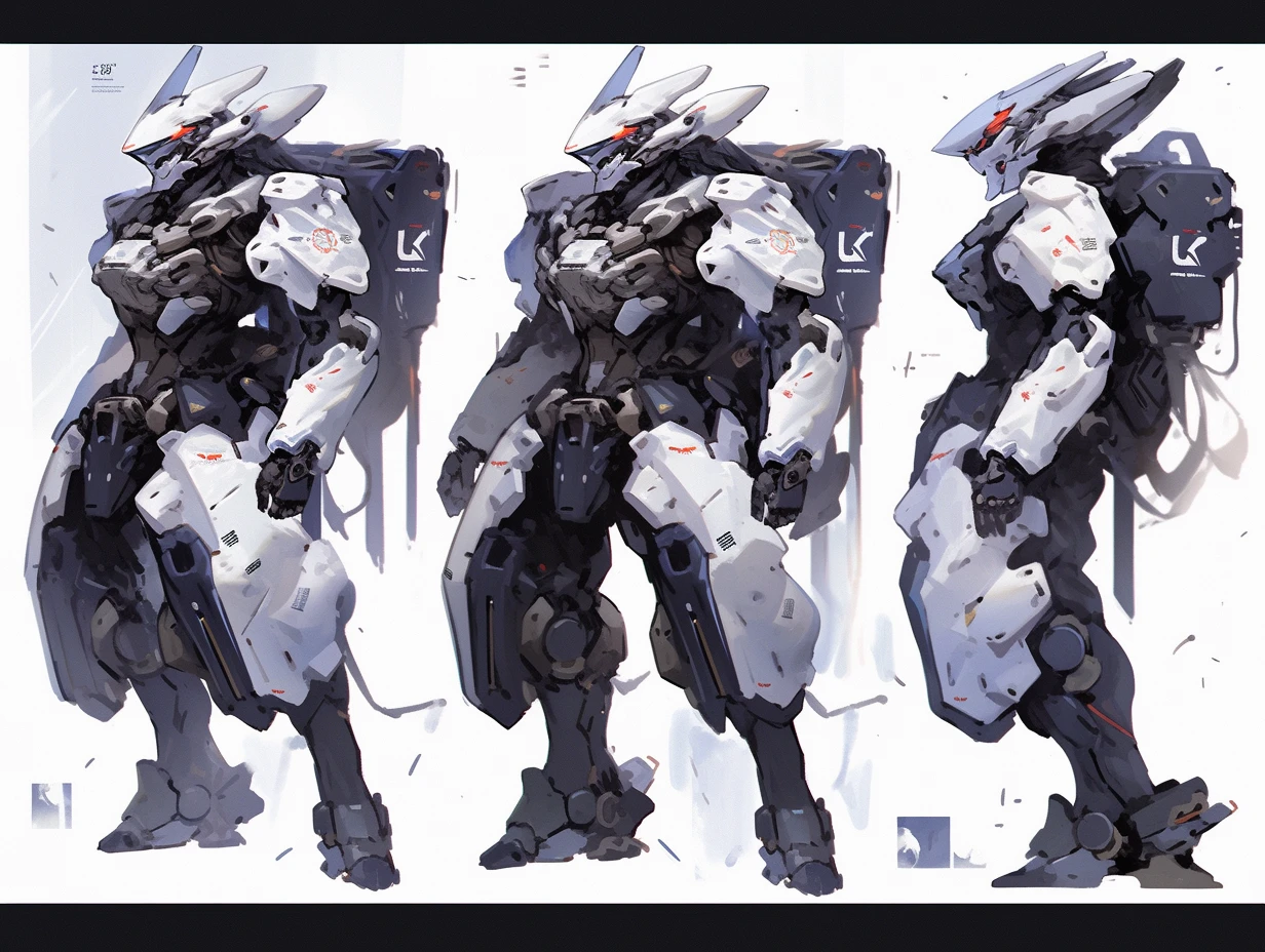 Gundam, future warrior, mech character design,(((full body posture))),Simple concept design of alien mechanical robot, , complete composition, , 3D, CG concept, perfect body light, Thuan Nguyen Minh Duong, behance, 3D rendering of the mech, cyberpunk, future cool style, . Conceptual design, modeling, texturing and rendering done by me for a massive hostile situation, --ar 4:3 --niji 5