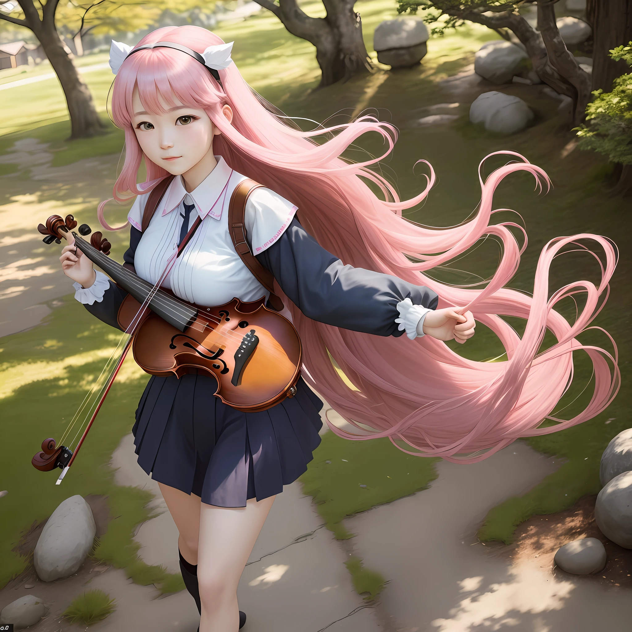 Female
Age:
Height: 1,65 m
Weight: 55 kg
Appearance: Sakura has long pink hair that reaches down to her waist, with a side bangs that highlight her large, expressive emerald green eyes. She has fair skin and a charming smile. Sakura is known for her elegant and feminine appearance, always wearing beautiful and fashionable clothes.
Personality: Sakura is sweet, kind and optimistic. She has a generous heart and is always willing to help others. Sakura is a calm and peaceful person, but when it comes to protecting her friends and loved ones, she shows a fierce determination. She is brave and not afraid to face challenges, even if it means stepping out of her comfort zone.
Backstory: Sakura grew up in a quiet little village surrounded by nature. She had a happy childhood, surrounded by a loving family. From an early age, Sakura developed a talent for music and became an accomplished violin player. However, her peaceful life was cut short when dark forces invaded her village, destroying everything she knew. Determined to protect her family and friends, Sakura embarked on a journey to train her skills and seek justice.
Powers and abilities: Sakura is a talented violinist and her music has magical powers. She can play melodies that heal wounds, calm turbulent emotions, and even create protective barriers. In addition, Sakura possesses a natural affinity for nature and is able to communicate with animals and control plants. She uses these skills in battle, combining the music of her violin with magical and defensive attacks.
Weapon or accessory: Sakura's violin is her magical instrument and also her weapon. It is made of special wood and adorned with ancient symbols. When played with skill and emotion, the violin emits powerful magical sound waves that can influence and alter the environment around it.