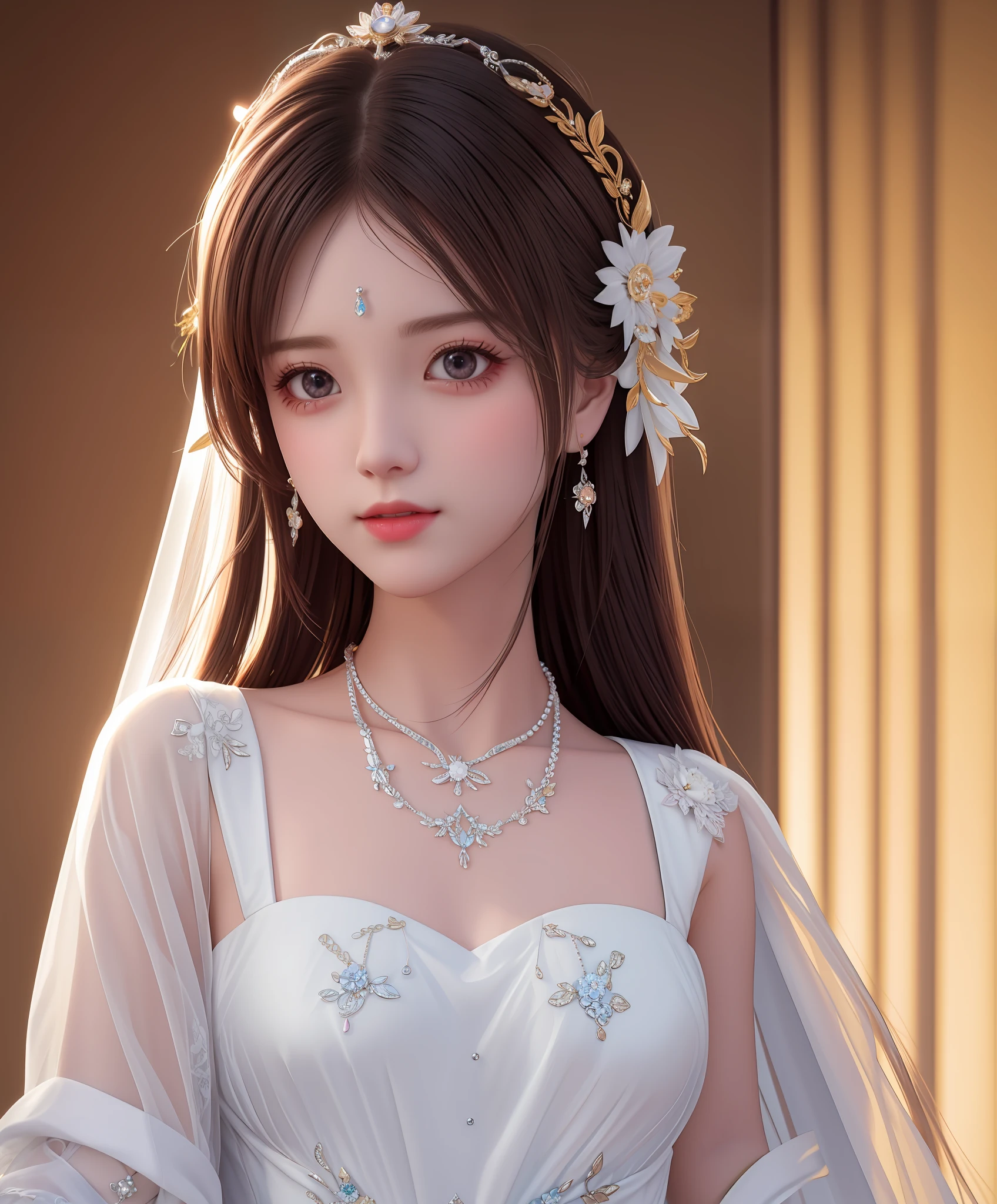 Best Quality, Masterpiece, High Resolution, 1girl, Porcelain Dress, Hair Accessories, Necklace, Jewelry, Pretty Face, On Body, Tyndall Effect, Realistic, Shadow Studio, Rim Lighting, Dual Tone Lighting, (High Detail Skins: 1.2), 8k UHD, dslr, soft light, high quality, volume light, sneak shot, photo, high resolution, 4k, 8k, background blur,