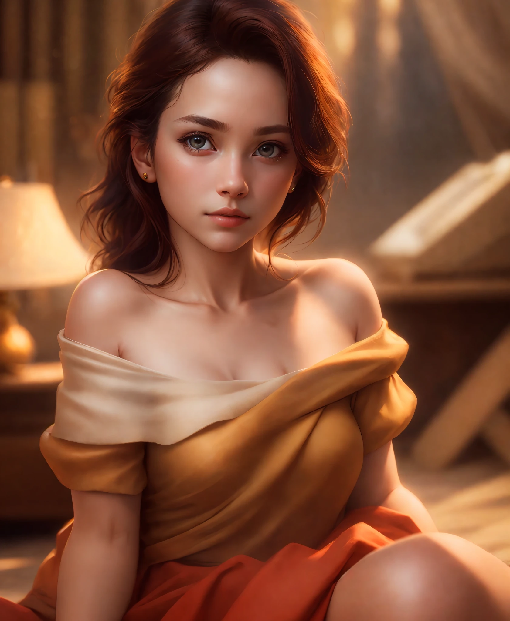 Best quality, masterpiece, ultra high res, (photorealistic:1.4), raw photo, 1girl, off shoulder, cinematic lighting