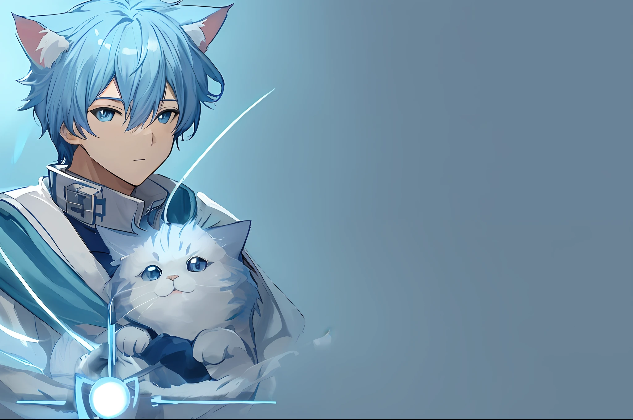 Cat Man light blue hair 4k wallpaper