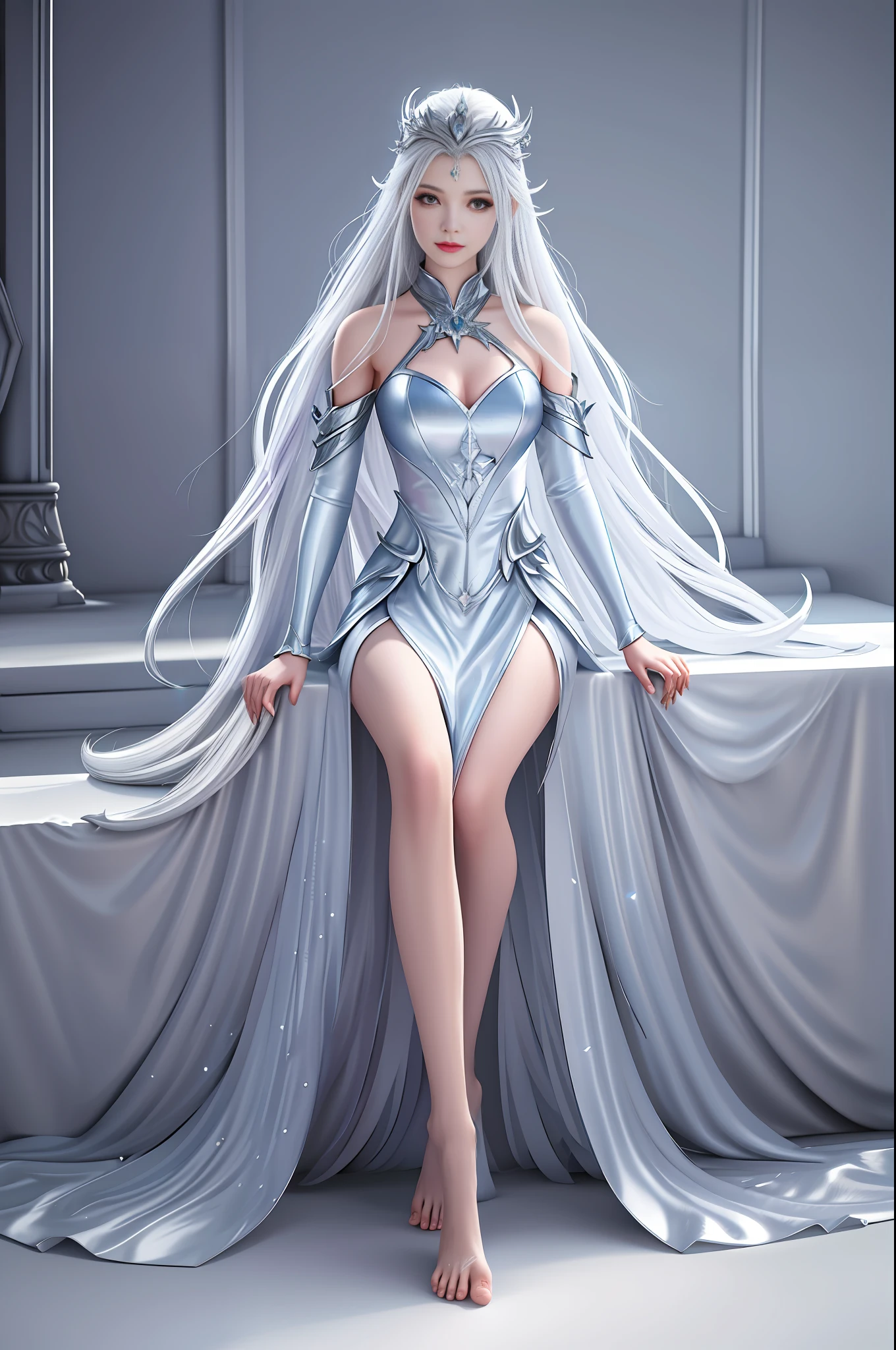 Allard woman in silver dress, long hair and silver hair, barefoot ice witch, concept art | ArtGerm, Trends in CGSTATION, IG Model | Art Germ, Goddess of Winter, WLOP and Art Germ, WLOP | Art Germ, Digital Fantasy Art), Carol Barker Ultra HD, Epic Exquisite Character Art