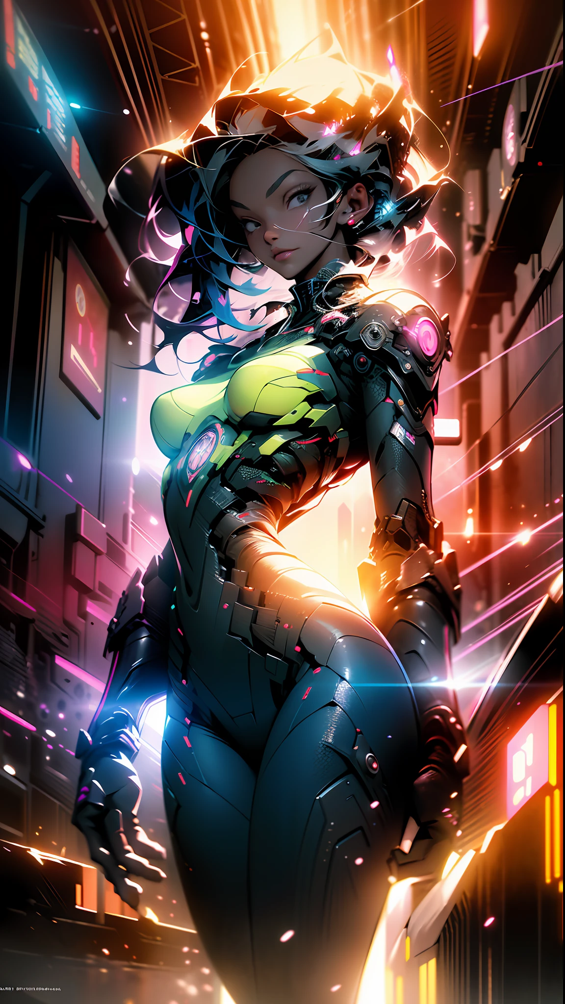 ((Best Quality)), ((Masterpiece)), (Detailed: 1.4), 3D, An Image of a Beautiful Cyberpunk Woman,HDR (High Dynamic Range),Ray Tracing,NVIDIA RTX,Super-Resolution,Unreal 5,Subsurface Scattering, PBR Texture, Post-processing, Anisotropic Filtering, Depth of Field, Maximum Clarity and Sharpness, Multilayer Textures, Albedo and Specular Maps, Surface Shading, Accurate Simulation of Light-Material Interaction, Perfect Proportions, Octane Render, Two-tone lighting, Wide aperture, Low ISO, White balance, Rule of thirds, 8K RAW, crysisnanosuit, sensual pose, full body, neckline
