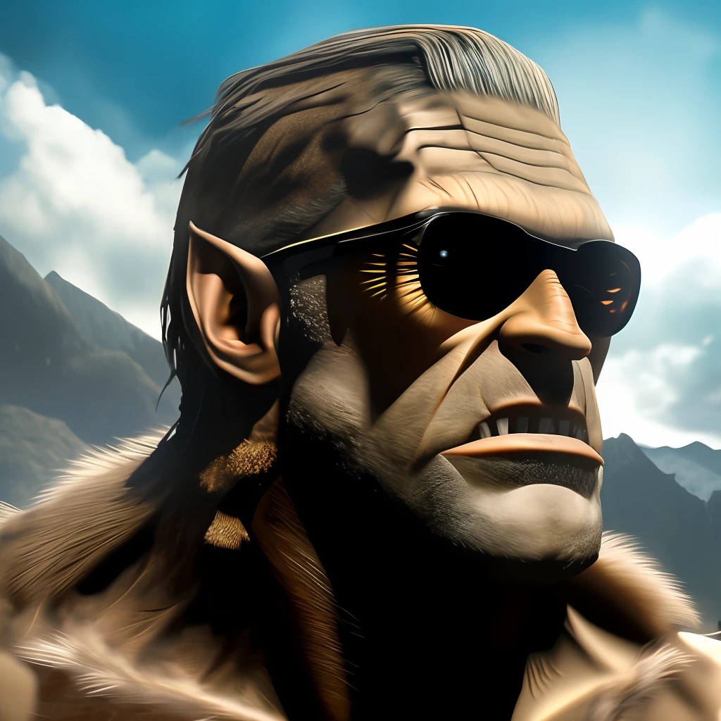 Monster Frankenstein, sunglasses, cinematic (high quality) not duplicated