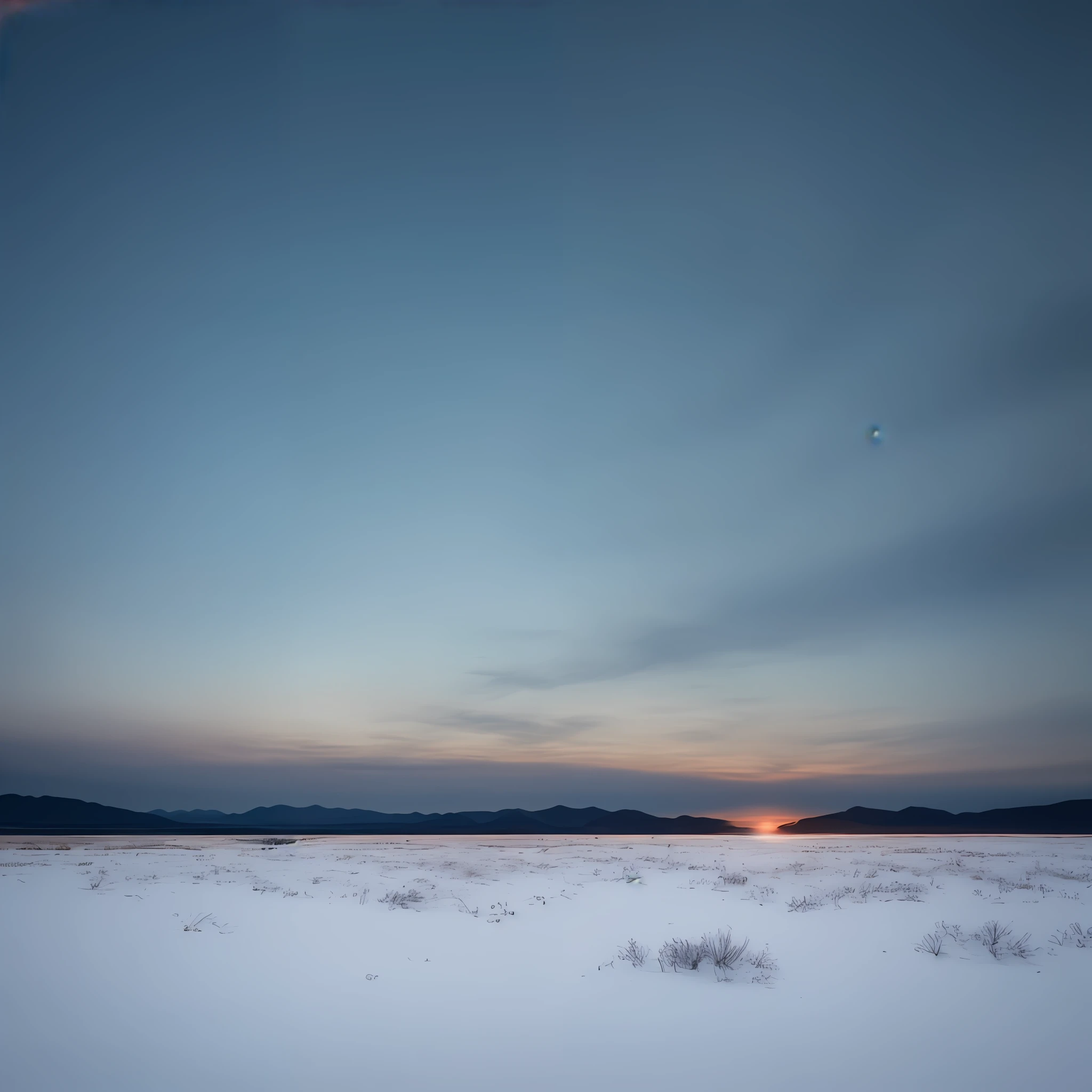 one world fixed color but softly light put on.The sky is unimaginable with fixed cold color land,in sharp contrast.