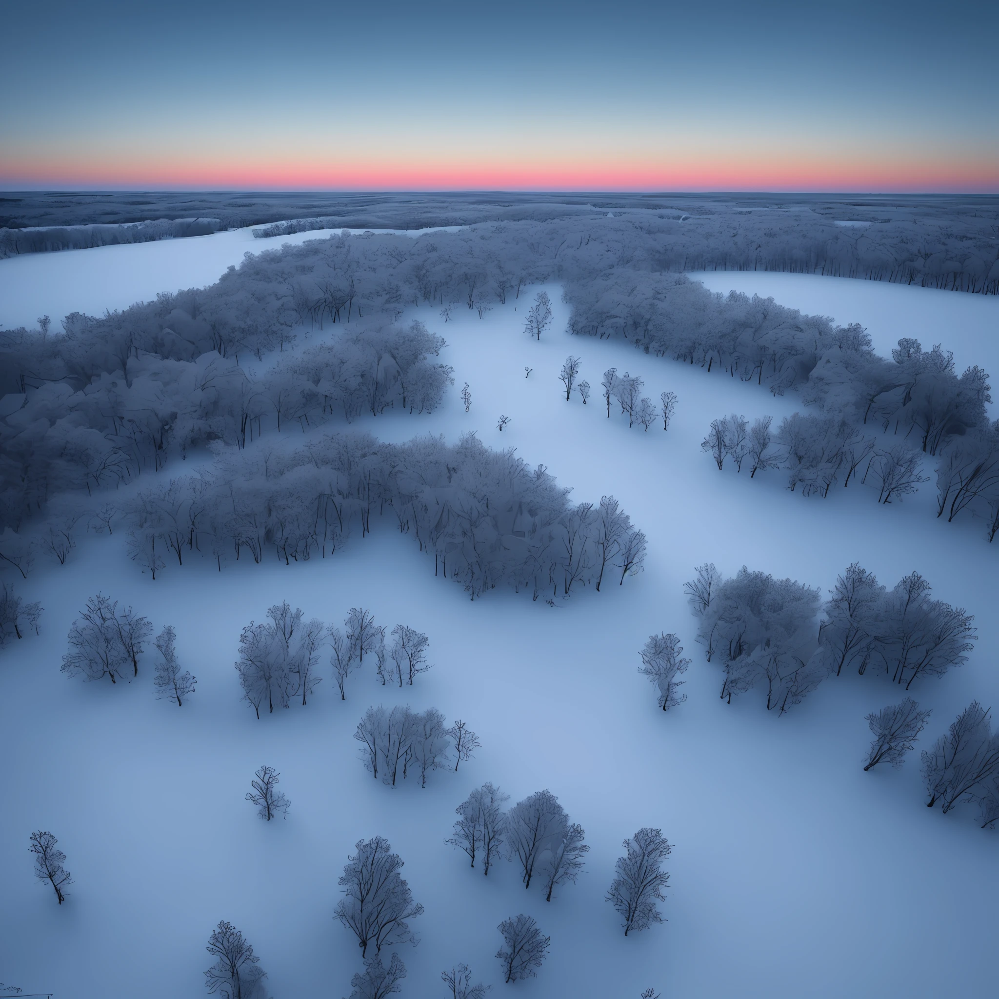 one world fixed color but softly light put on.The sky is unimaginable with fixed cold color land,in sharp contrast.