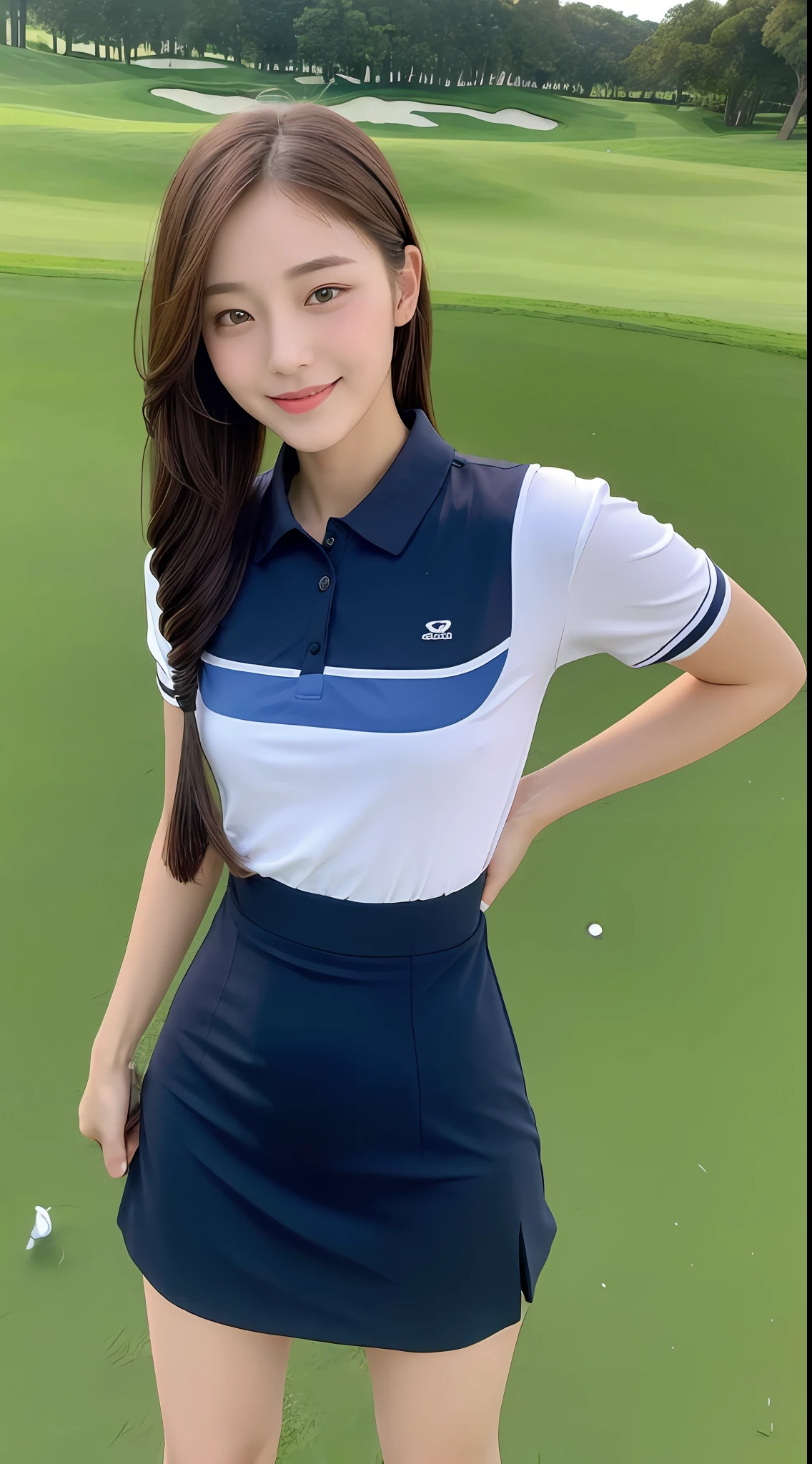 ((Top Quality, 8K, Masterpiece: 1.3)), Golf Girls, 1 Girl, Slim Abs Beauty: 1.3, (Hairstyle Casual, Big: 1.2), Dress: 1.1, Golf, Golf Course, Ultra Slender Face, Delicate Eyes, Double Eyelids, Smile, Home