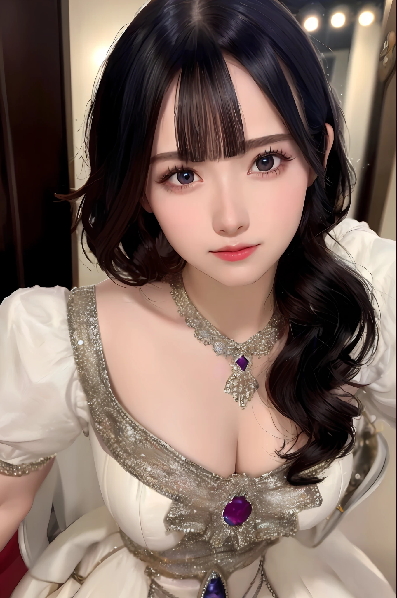 best quality, ultra high res, (photorealistic:1.4), sexy, beautiful face, detailed eyes, 
dressed-up, beautiful dress, stage, stage lights, audience,