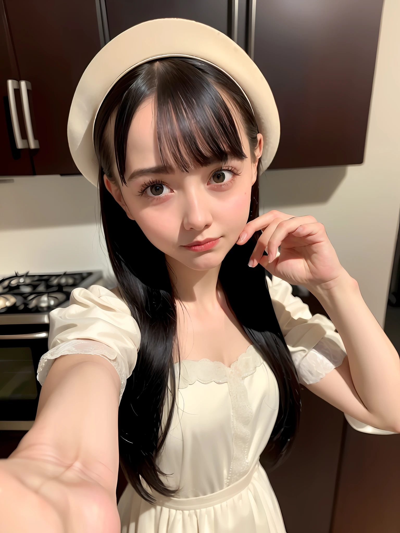 solo, standing in the kitchen, a girl, skin-colored shirt, milk falls on the chest of the shirt, (delicate illustration:1.4), (Renaissance art:1.4), (masterpiece:1.0), (best quality:1.4), (high resolution: 1.2), (photorealistic: 1.4), (8k, RAW photo: 1.2), (soft focus: 1.4), (18 years: 1.3), (sharp focus: 1.4), detailed beautiful face