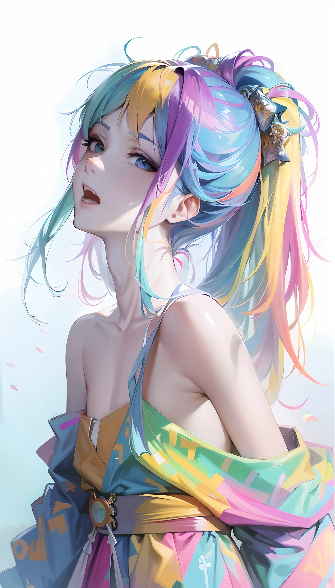 anime boy with colorful hair and a colorful shirt, rossdraws pastel vibrant, rossdraws cartoon vibrant, anime style 4 k, beautiful anime portrait, artgerm colorful!!!, ! dream artgerm, beautiful anime boy, anime styled digital art, anime art wallpaper 4k, anime art wallpaper 4 k, digital anime art, extremely detailed artgerm