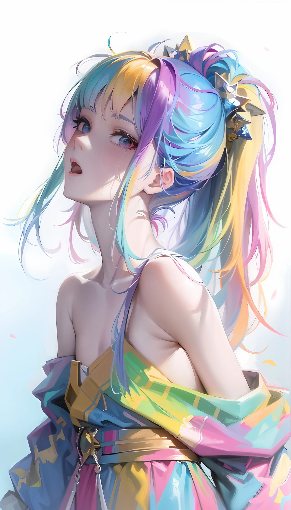 anime boy with colorful hair and a colorful shirt, rossdraws pastel vibrant, rossdraws cartoon vibrant, anime style 4 k, beautiful anime portrait, artgerm colorful!!!, ! dream artgerm, beautiful anime boy, anime styled digital art, anime art wallpaper 4k, anime art wallpaper 4 k, digital anime art, extremely detailed artgerm