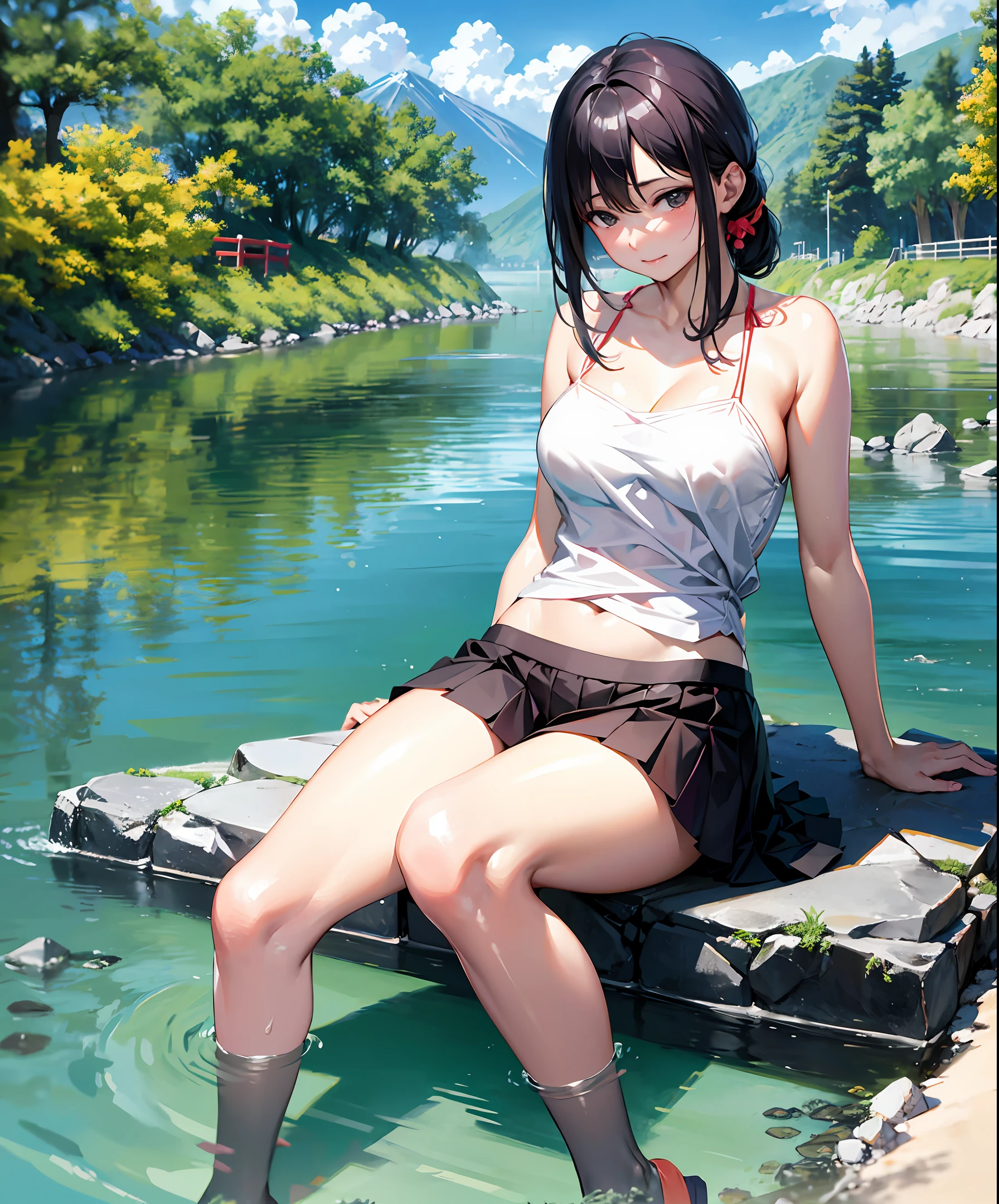 Japanese summer, sunny day, RAW photo, realistic, 16k