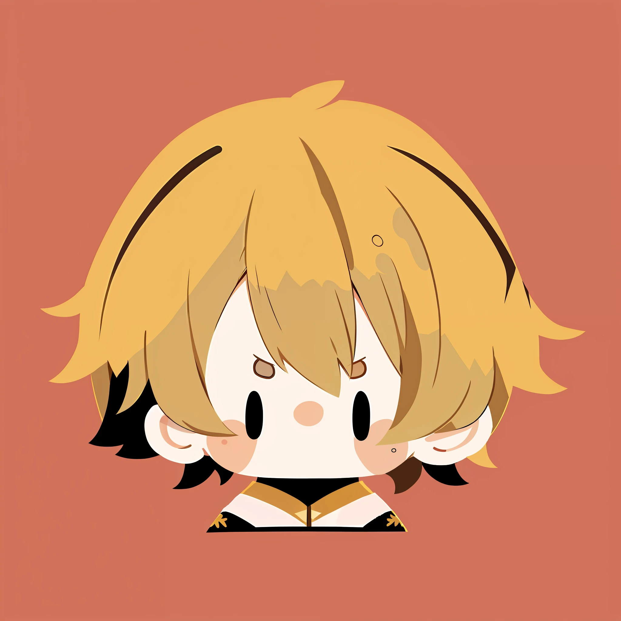 Flat Avatar, One Boy, Solo, Angry Face, Headshot, Simple Background, Golden Hair,Short and Tuggy Hair