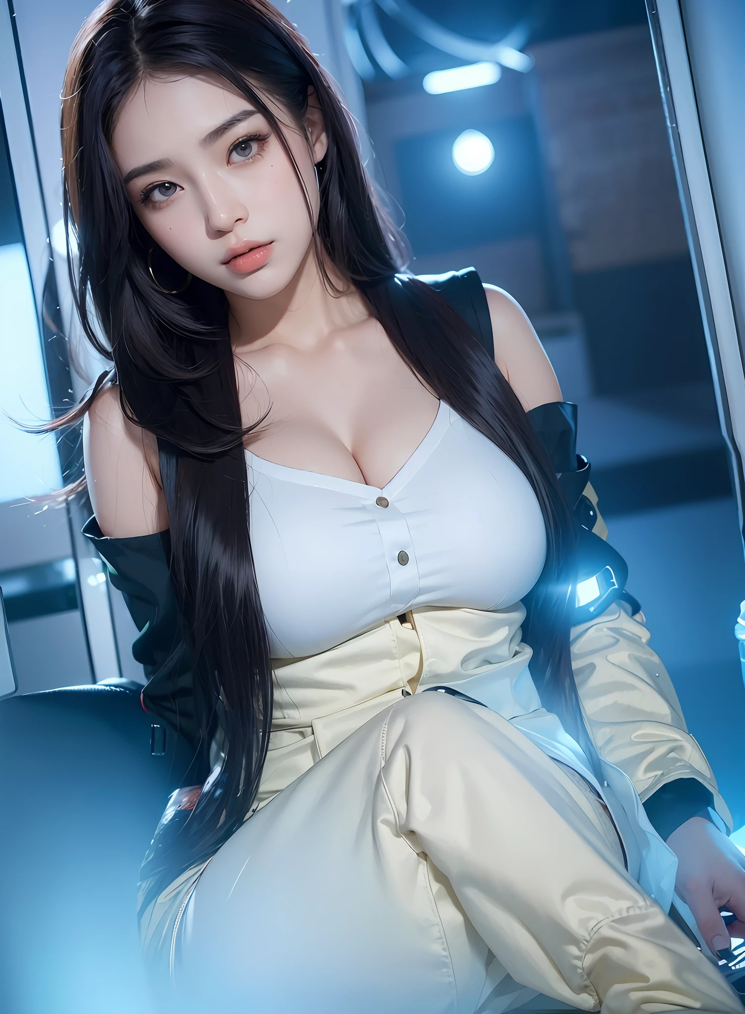 arafed woman beautiful asian girl, ig model | artgerm, asian girl, black haired girl wearing hoodie, korean girl, g(Best Quality, 8k, 32k, Masterpiece, UHD:1.3), (Photo of Attractive Japanese Woman), 1 Girl, ((Big Boobs:1.4)), (long wavy hair), Abs, Perfect Body, Ultra Detailed Face, Detailed Lips, Fine Eyes, double eyelids, pajamas, on the bed, (seductive), ((aroused:1.5)), ((areolae slip)), ((in heat)), ((milf)) sexy girl, busty, beautiful asian girl, gorgeous chinese model, jaw-dropping beauty, girl in mecha cyber armor, ferra white mecha, female mecha, mechanized valkyrie girl, beutiful white girl cyborg, armor girl, clothed in sci-fi military armor, scifi woman, in white futuristic armor, gorgeous female paladin, mechanized soldier girl