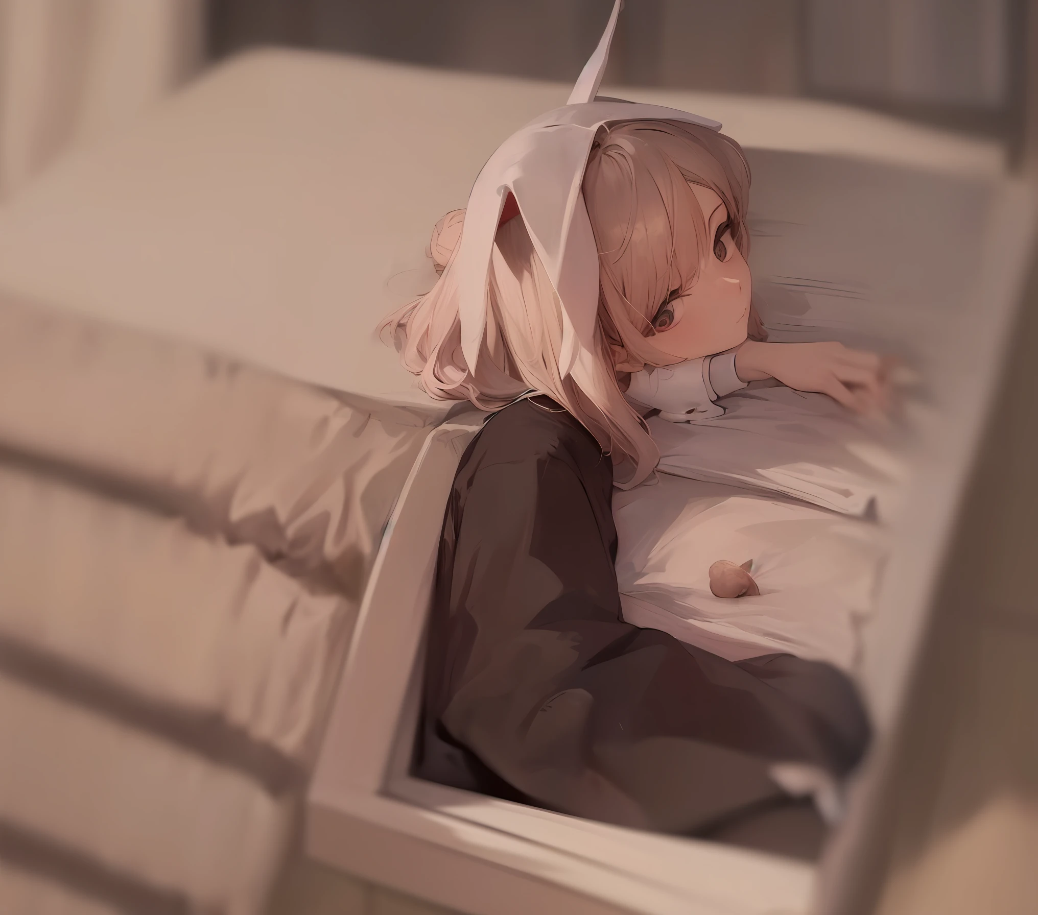 sick rabbit in bed