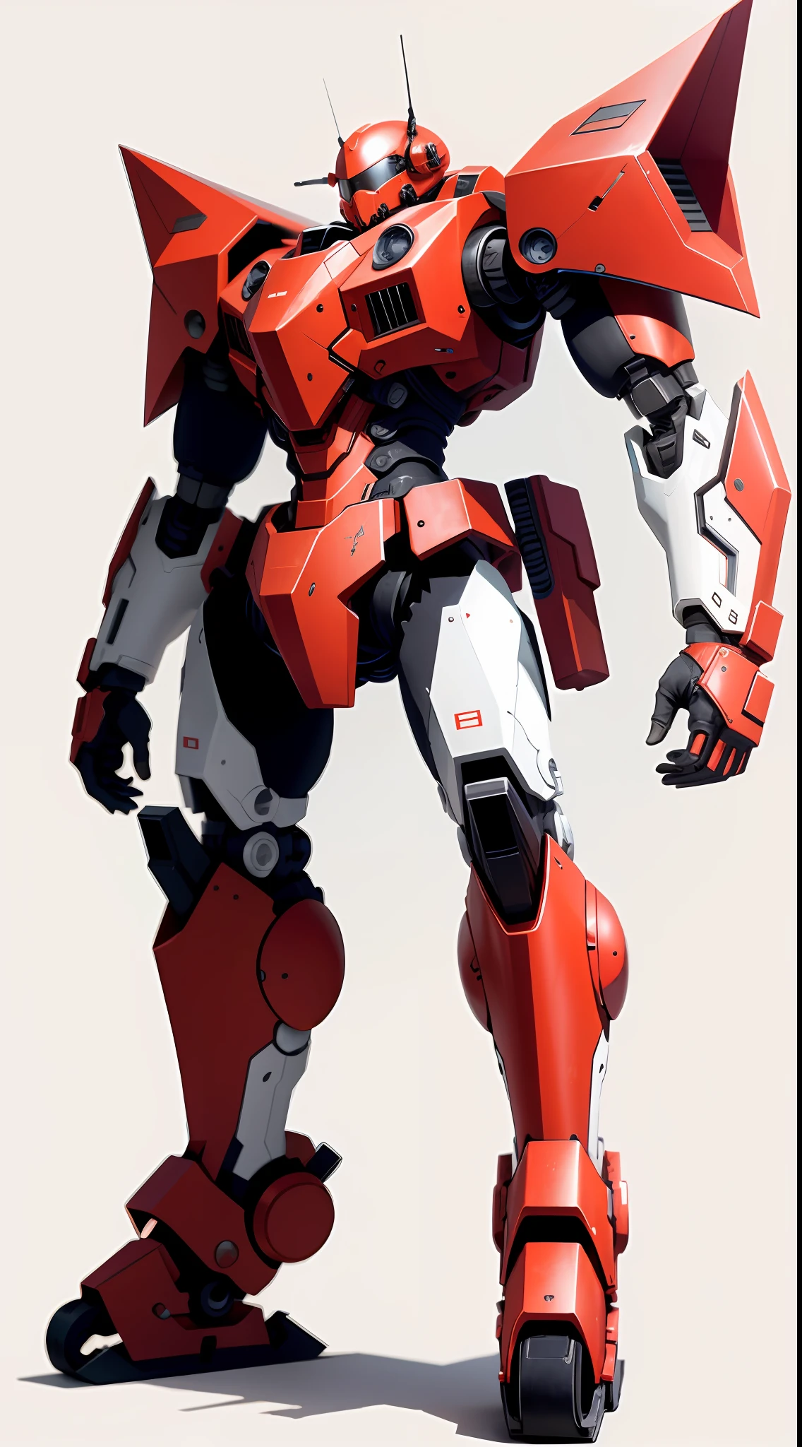Red mech simple background, white background --niji5