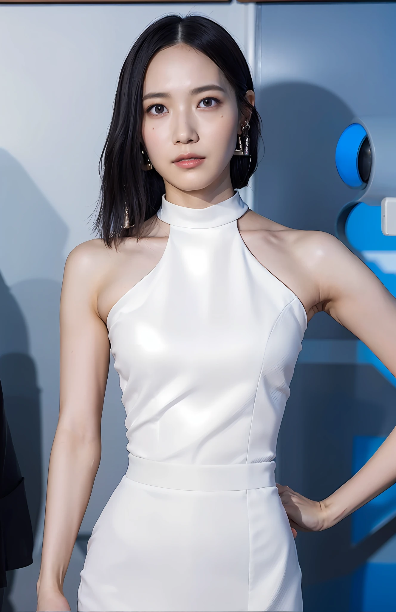 (photorealistic:1.4), huge breasts, ((slim waist)), (standing:1),((wide shoulders)), ((looking at viewer)), (1 girl:1.5), big ass,(masterpiece, best quality, ultra detailed), ultra realistic, photo realistic,(best illumination, best shadow, an extremely delicate and beautiful), finely detail, beautiful detailed, (PureErosFace_V1), beautiful eyes, detailed face, collarbone, (((slender waist))), ((depth_of_field)), (oval face),(beautiful eyes),detailed eyeshadow,(very displeased) , real skin texture, photography, (ulzzang-6500-v1.1:1),(curvy body:1.0),earring,best quality, ultra high res, perfect body,trending on CGSociety,(shiny skin:1.1),(natural breast),exotic face,(detailed skin:1.4), (skin pores:1.4), [(Kpop idol),((cold attitude)), ((the pointed face)),8k, RAW photo,(style-keta:0.8), (beautiful:1.3), (attractive:1.3),sharp focus,plump legs, ((tall body)),((adult woman)),(kpop idol:1),((photorealistic painting art by midjourney and greg rutkowski)),((supermodel:1)),(oily skin:1.5),((((facing front, facing viewer)))),model posing,(street),(long hair:1),(photograph, photographic photo, photogenic, rule of thirds),(disheveled hair:1.2),(solo:1.5), (cowboy shot:1)