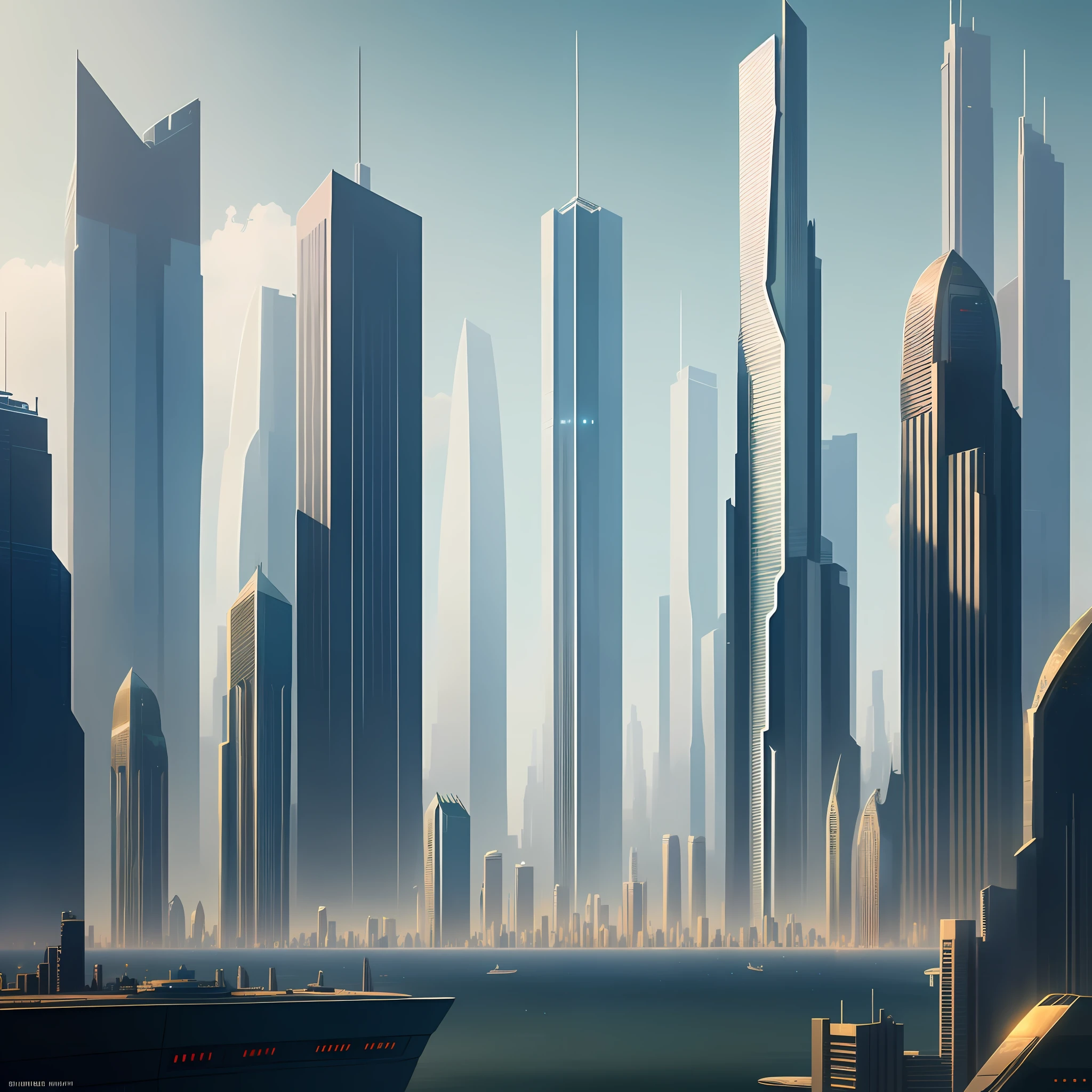 Skyscrapers Futuristic City Top Quality 8K Big City Megacity Sci-Fi Cyberpunk High Resolution