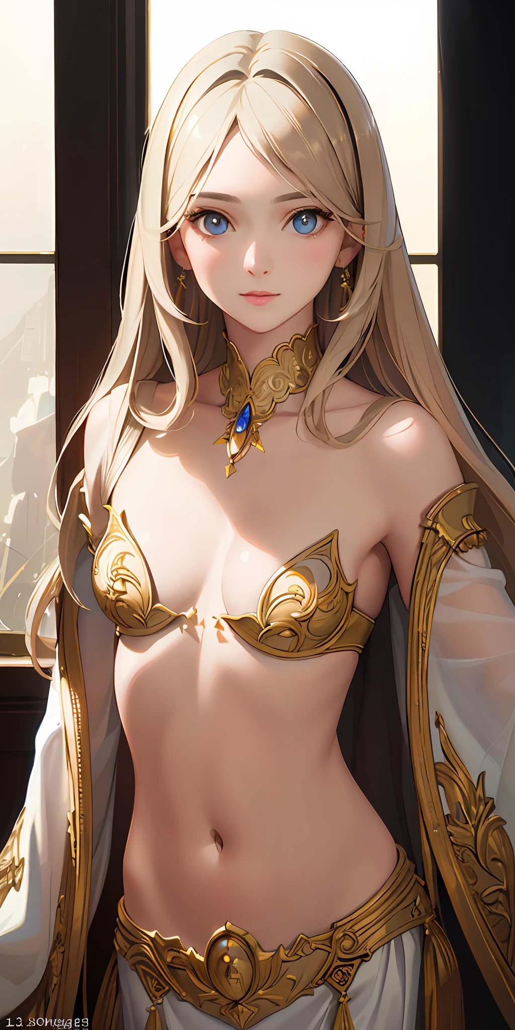 (Photorealistic:1.4), (Masterpiece, Sidelight, Exquisite Beautiful Eyes: 1.2), Masterpiece*Portrait, Realistic, 3D Face, Glistening Eyes, Glossy Hair, Glossy Skin,Small, Solo, Embarrassing, (Abdomen),