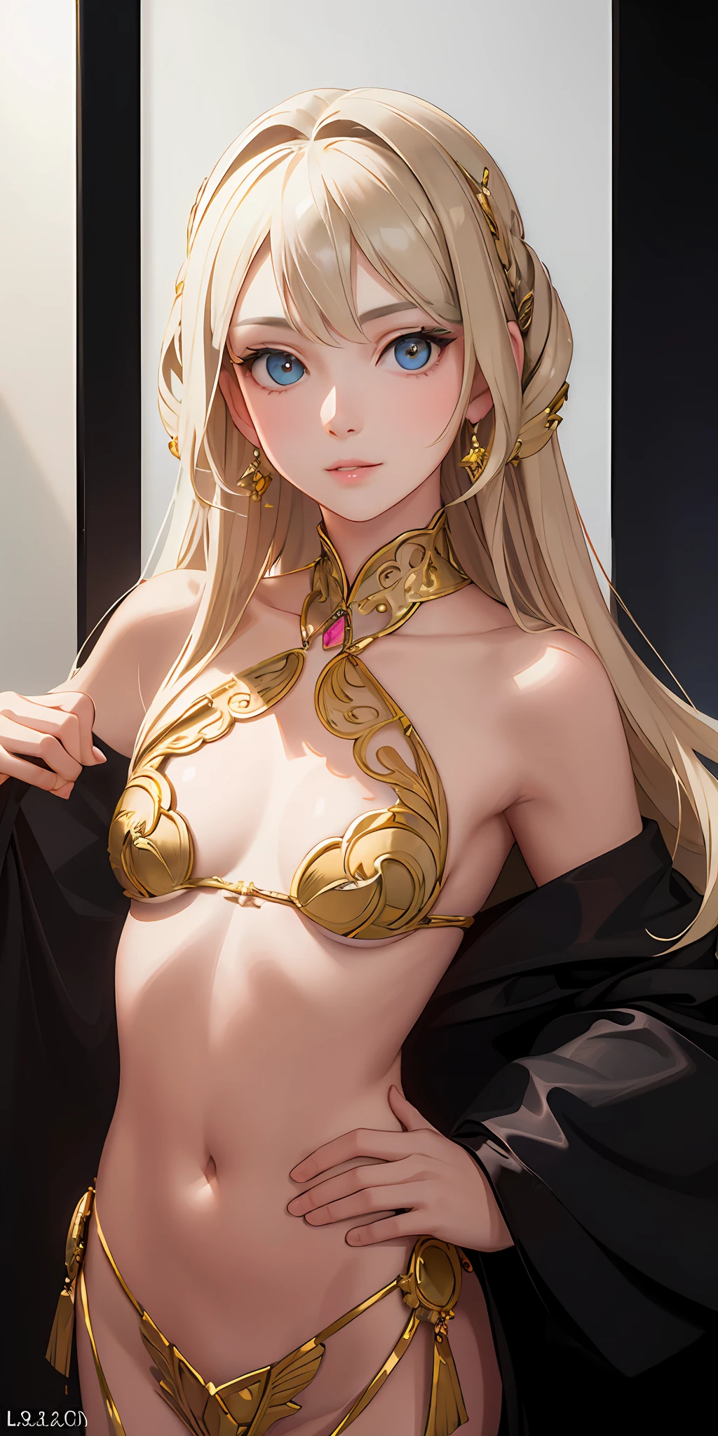 (Photorealistic:1.4), (Masterpiece, Sidelight, Exquisite Beautiful Eyes: 1.2), Masterpiece*Portrait, Realistic, 3D Face, Glistening Eyes, Glossy Hair, Glossy Skin,Small, Solo, Embarrassing, (Abdomen),