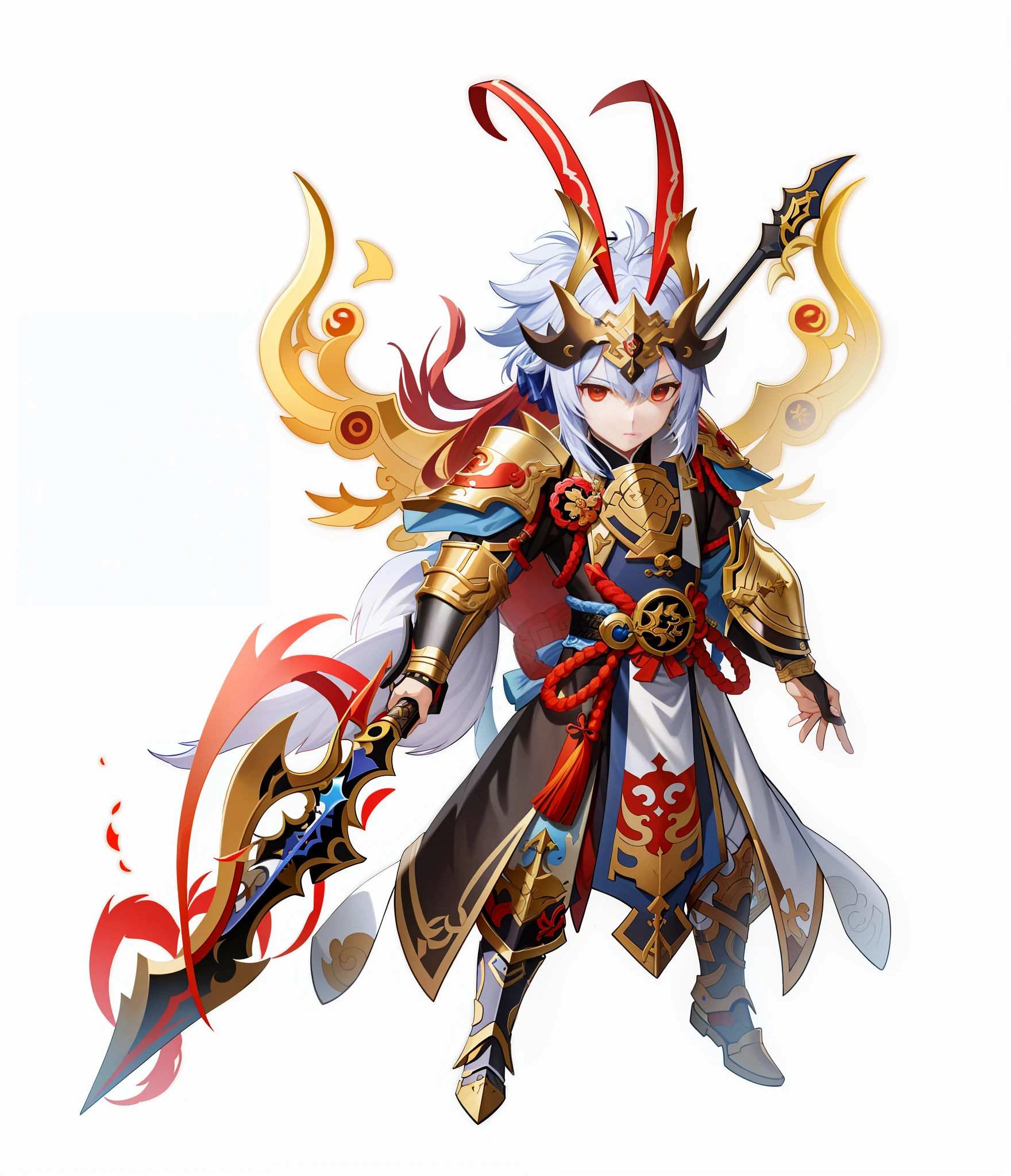 a close up of a person with a sword and armor, onmyoji detailed art, genshin impact character, keqing from genshin impact, onmyoji, zhongli from genshin impact, inspired by Huang Shen, onmyoji portrait, heise jinyao, character art of maple story, legendary god holding spear, gold paladin