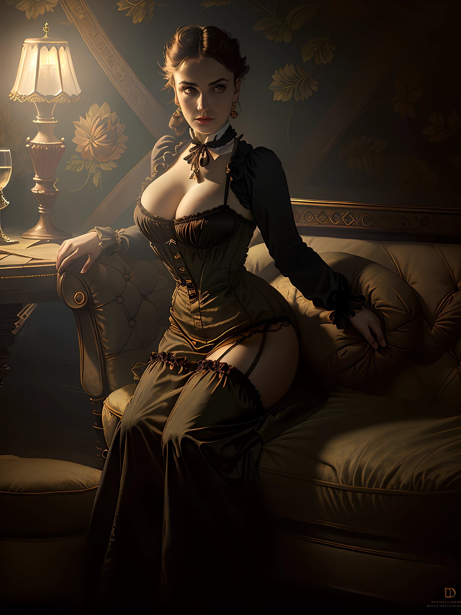 award winning photo of a lone beautiful young full-breasted caucasian (Victorian female:1.6) wearing a (victorian dress:1.2) and (vintage lingerie:1.4) and victorian garter belt and hose and choker and hair ornaments, disrobing for the viewer's pleasure, jutting breasts covered, in a (luxurious Victorian sitting room:1.2) (victorian wallpaper:1.2) (victorian furniture:1.2), (victorian carpet:1.2), (rich:1.4), erotic, voluptuous, sensual, lascivious, lewd, alluring, arousing, pornographic, submissive, dominant, fearful, melacholy, sexual, sexy, romantic, BDSM, moody and melanchonic atmosphere with dark background by lee jeffries nikon d 8 5 0 film stock photograph 4 kodak portra 400 camera f 1 6 lens rich colors hyper realistic lifelike texture dramatic lighting unreal engine, trending on artstation cinestill 800 t eastmancolor, (bokeh focus, golden hour lighting). (LadyDim:0.5),(dark studio, rim lighting, two tone lighting, dimly lit, low key:1.6)