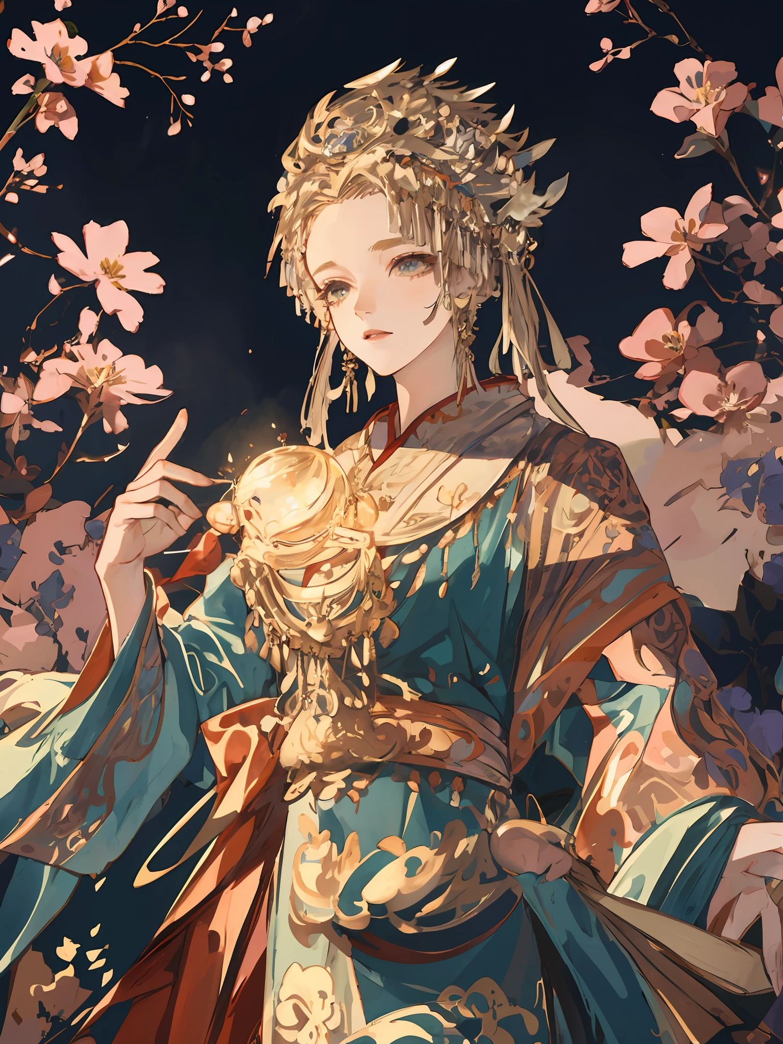 A girl, an illustration of a woman in traditional chinese costume, in the style of anime aesthetic, 32k uhd, blink-and-you-miss-it detail, beautiful, anime-inspired characters, beige and aquamarine, close-up,clear face, clean white background, masterpiece, super detail, epic composition, ultra HD, high quality, extremely detailed, official art, uniform 8k wallpaper, super detail, 32k