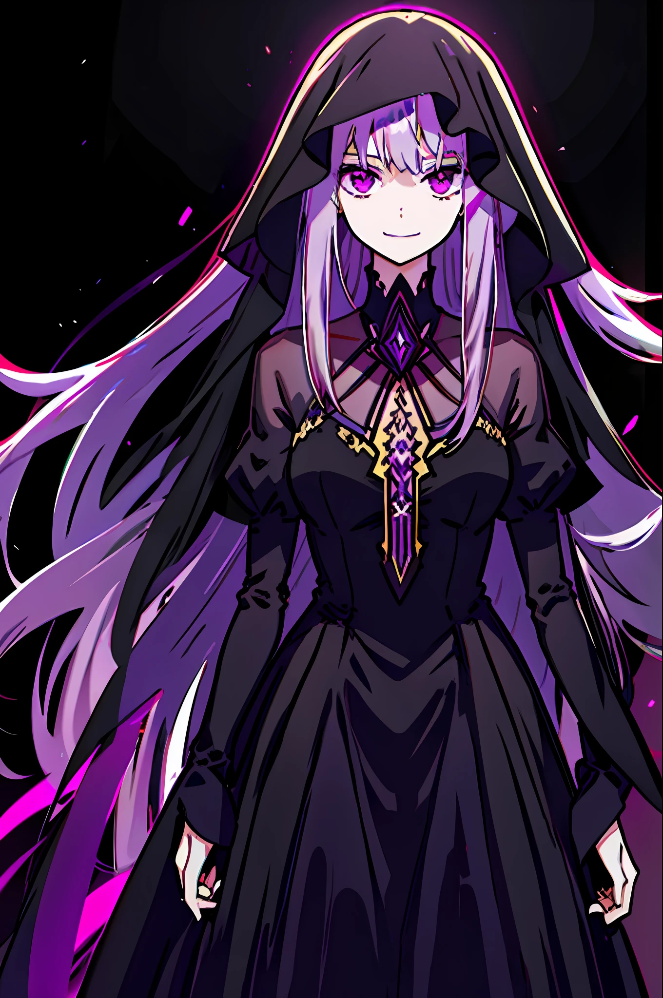 Satella, 1 Girl, Solo, Aura, Veil, purple_eyes, Brainwashing, Dark Aura, Evil Smile, Monster Behind, Clothes Latax Texture,