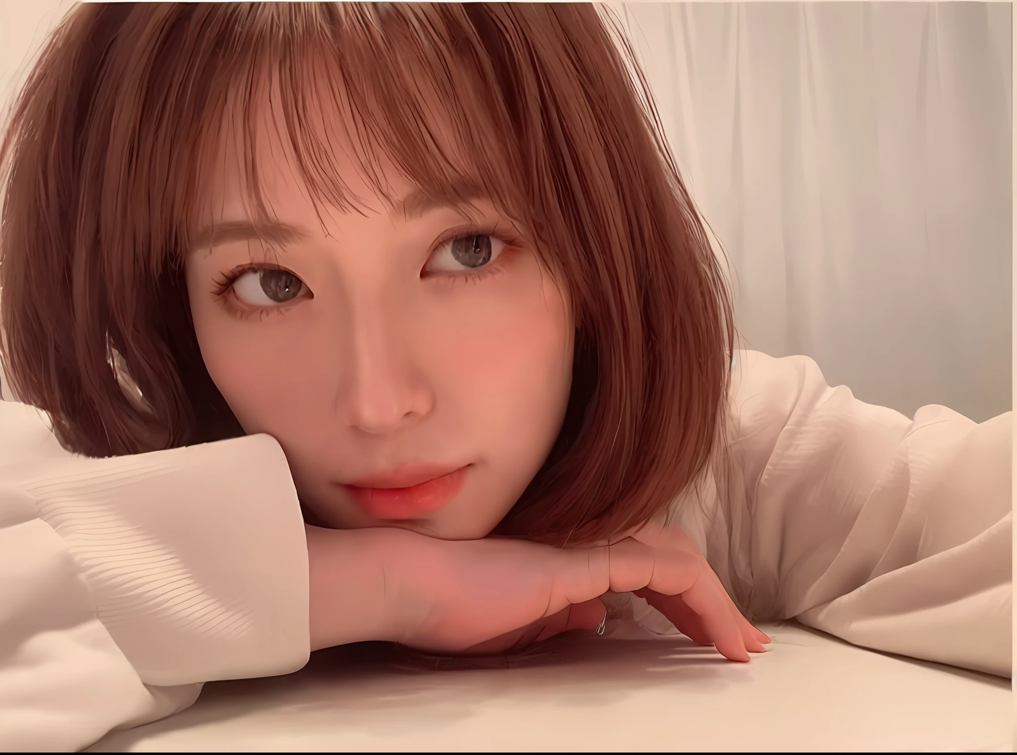 ((Best quality, 8k, Masterpiece :1.3)), 1girl, Pretty woman with emphasizing slender abs :1.3, (random hairstyles, gigantic breasts :1.2), Casual outfit :1.2, Indoor, Ultra-detailed face, Detailed eyes, Double eyelid