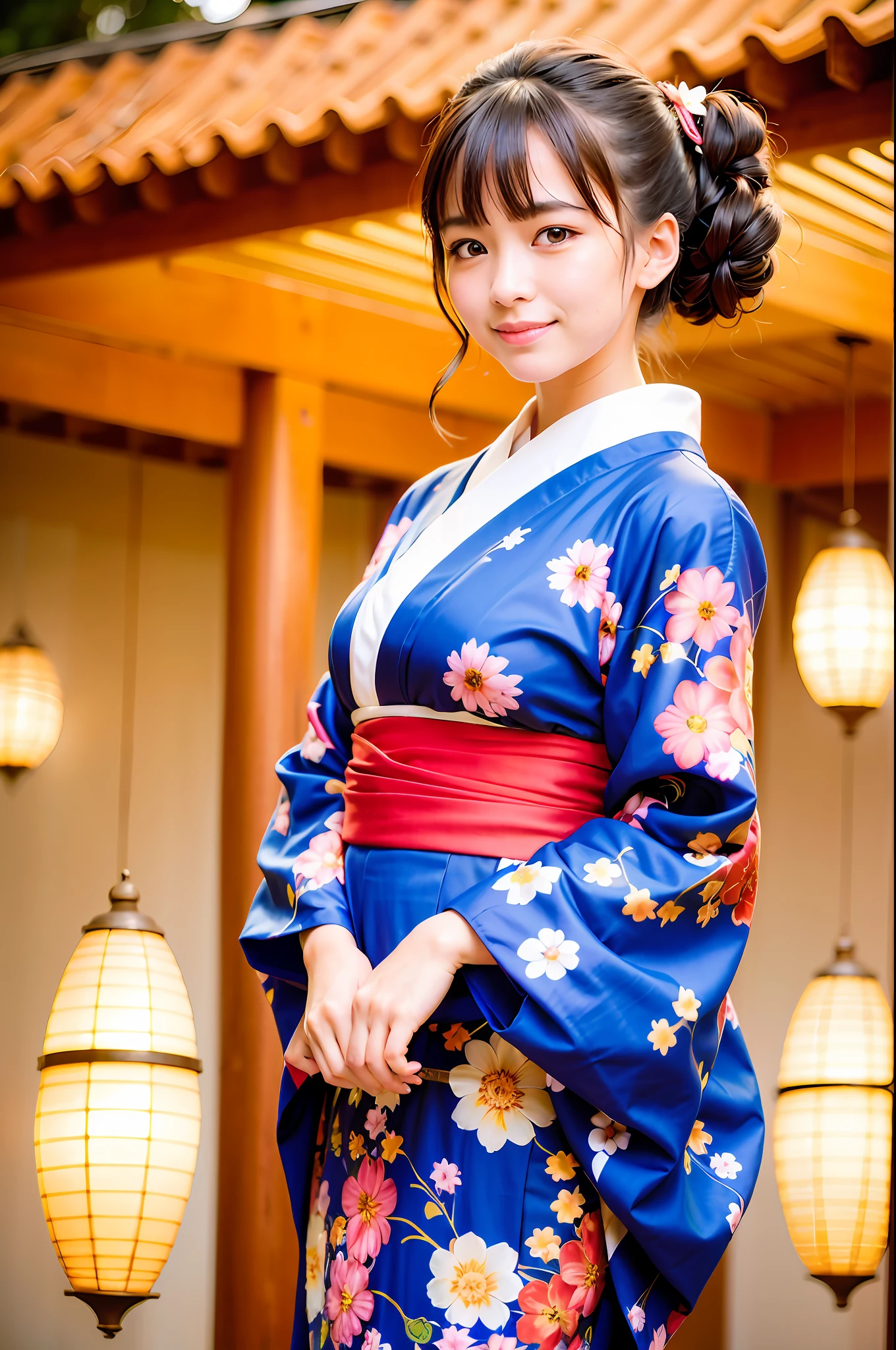 beautiful woman, (wearing a kimono_clothes: 1.3 with a clean pattern), holidays, fireworks,
Good hands, 4K, high resolution, masterpiece, top quality, head: 1.3, (((Hasselblad photo)), big, smile, fine skin, sharp focus, (movie lighting), night, soft lighting, dynamic angle, [:( detail face: 1.2): 0.2], outside, glimpsed, sleeves,