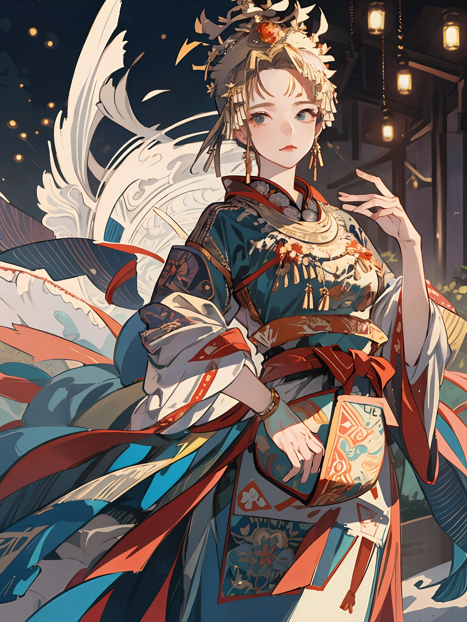 A girl, an illustration of a woman in traditional chinese costume, in the style of anime aesthetic, 32k uhd, blink-and-you-miss-it detail, beautiful, anime-inspired characters, beige and aquamarine, close-up,clear face, clean white background, masterpiece, super detail, epic composition, ultra HD, high quality, extremely detailed, official art, uniform 8k wallpaper, super detail, 32k