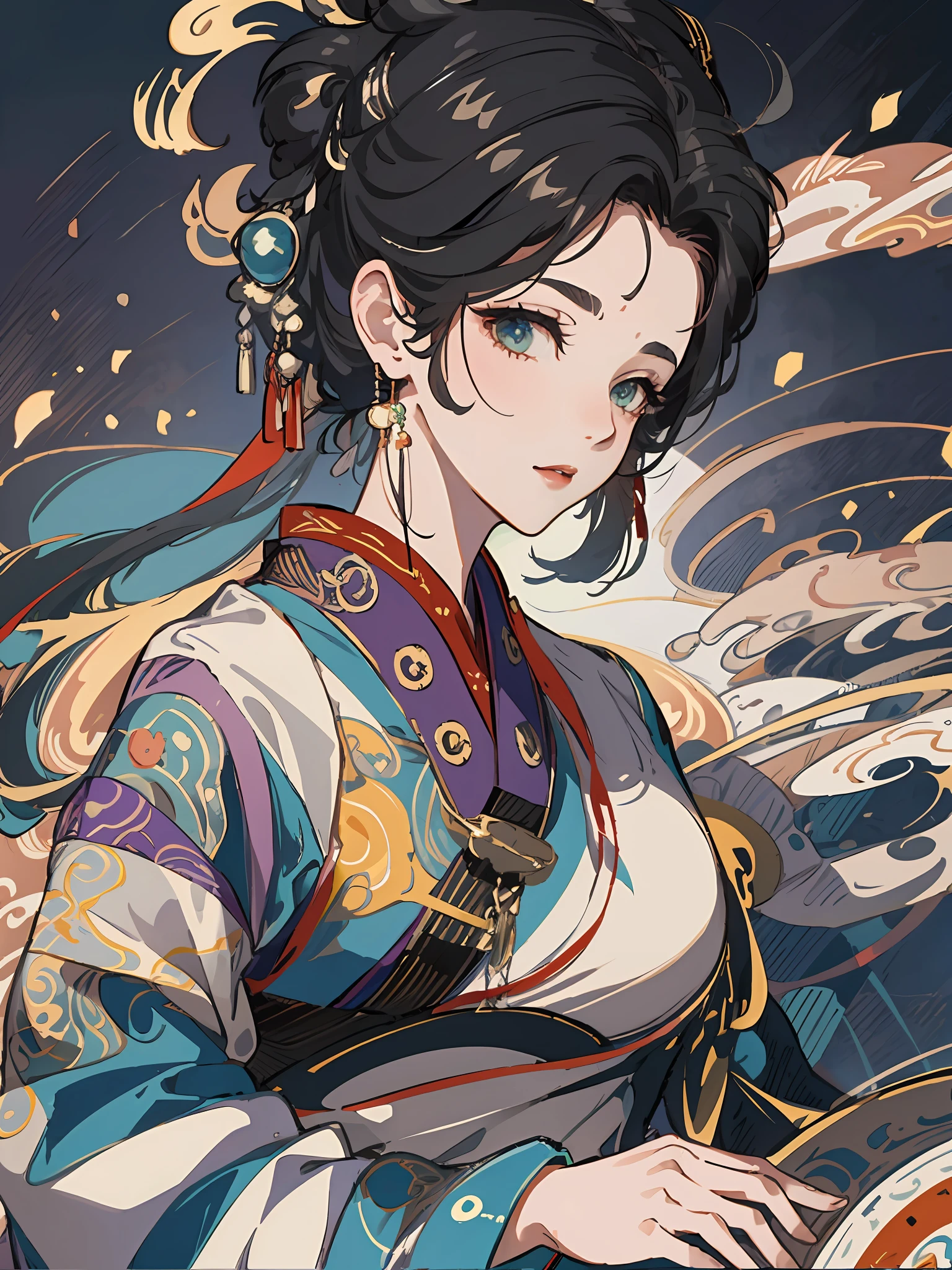 A girl, an illustration of a woman in traditional chinese costume, in the style of anime aesthetic, 32k uhd, blink-and-you-miss-it detail, beautiful, anime-inspired characters, beige and aquamarine, close-up,clear face, clean white background, masterpiece, super detail, epic composition, ultra HD, high quality, extremely detailed, official art, uniform 8k wallpaper, super detail, 32k
