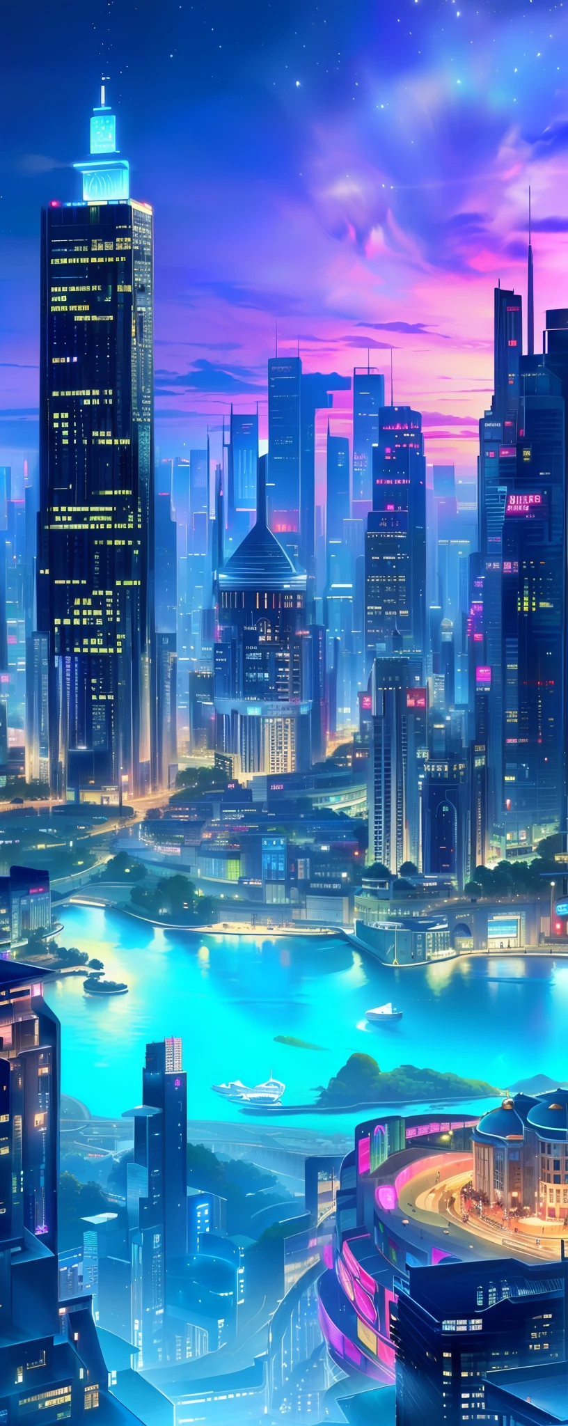 (Starry Sky), City, Disc, Technology, Magic, Barrier