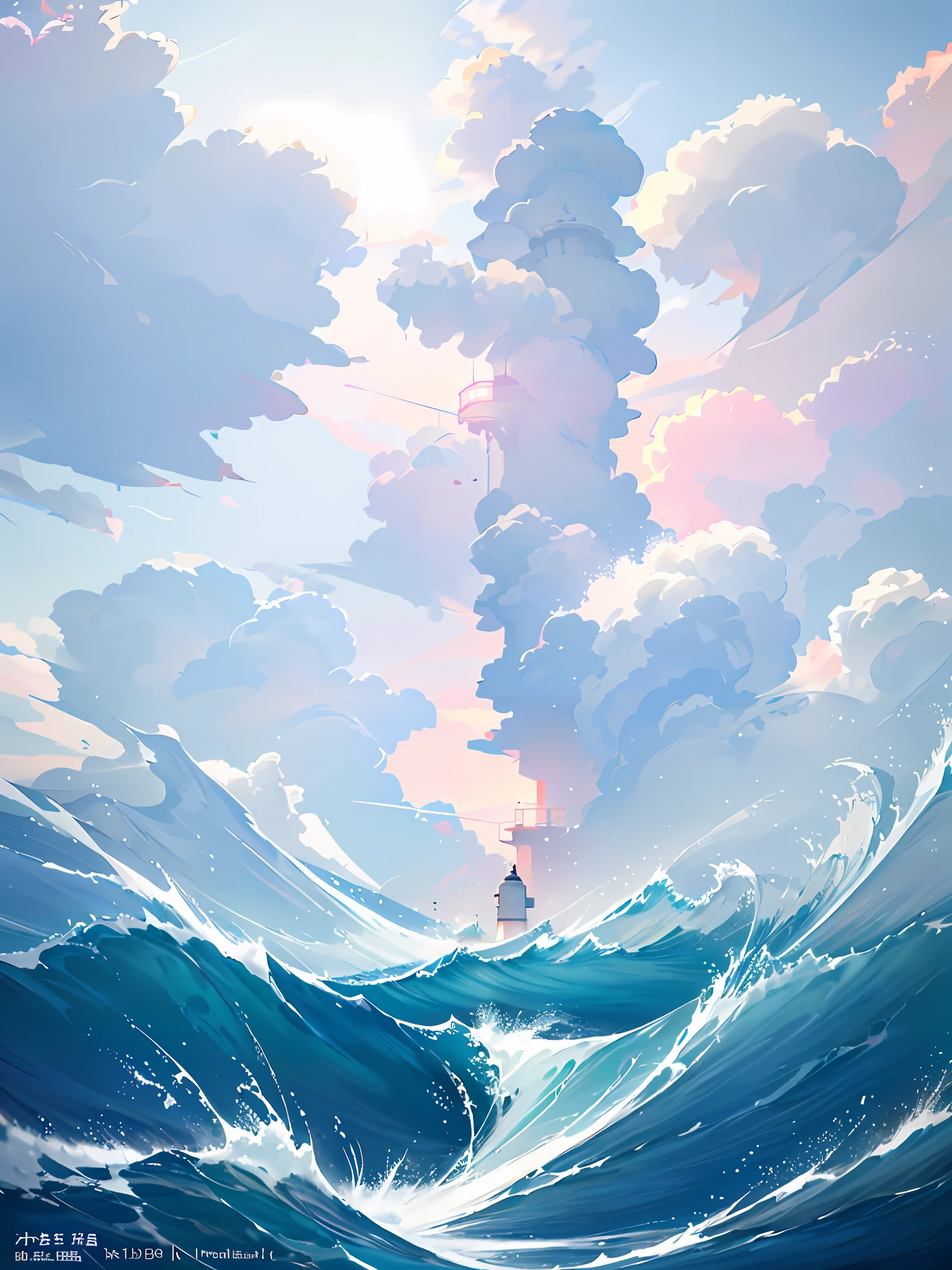 Wallpaper, Sea, Coast, Breaking Waves, Lighthouse, Pink Sky, HD Detail, Moist Watermark, Ultra Detail, Film, Hyper Realism, Deep Field Focus Bokeh, Ray Tracing, Diffuse (ultra-fine glass reflections) and Hyper Reality doctrine. ((makoto shinkai style)) ::0.8) --v6
