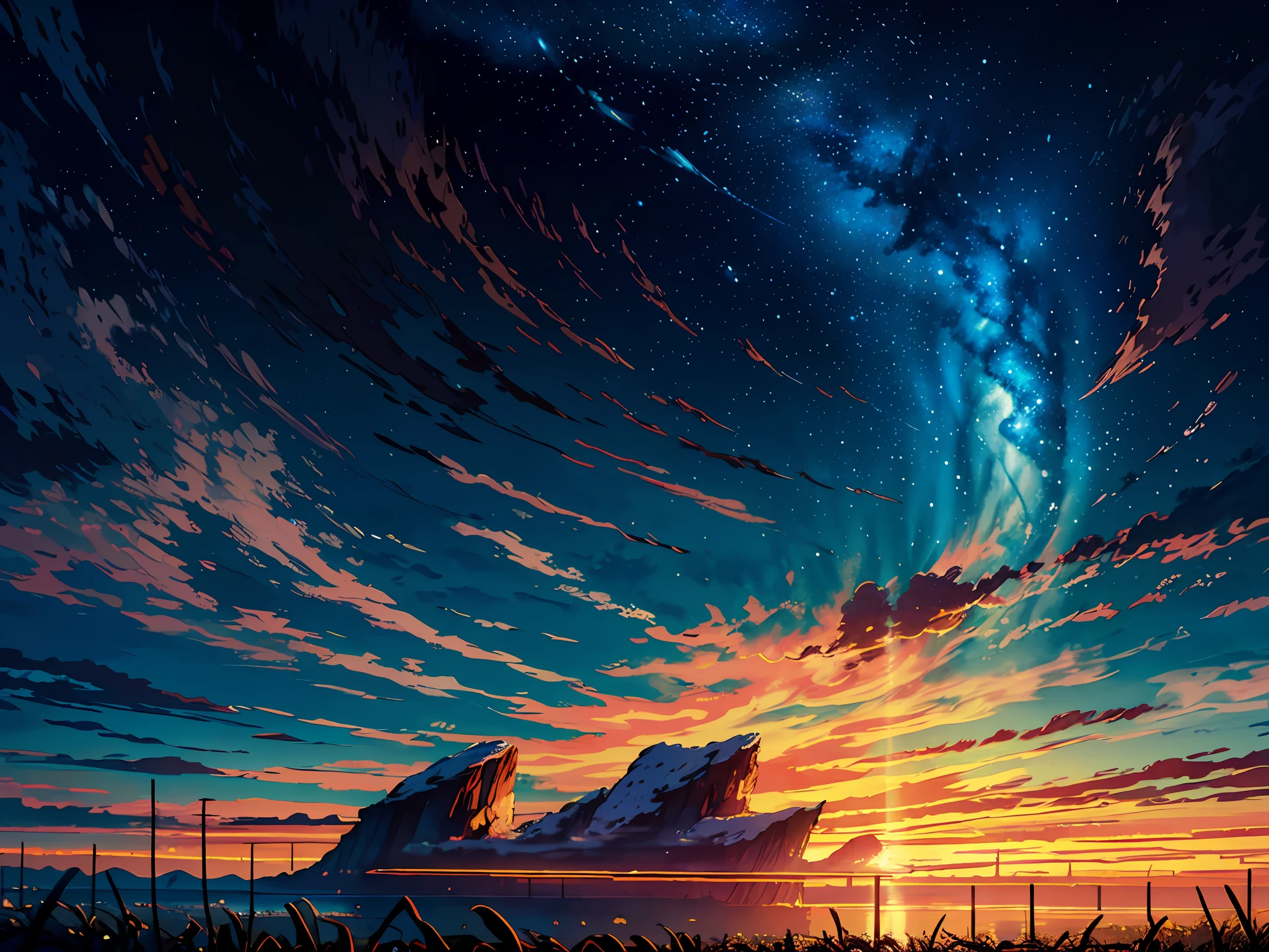extremely detailed CG unity 8k wallpaper,((masterpiece)), (((best quality))), ((ultra-detailed)), ((illustration)), Amazing, beautiful, nature, sky and ground,{{{excite people's mind}}},{{Light and shadow rendering}}, heavy wind, line cloud,Light shoot from the clouds, blue