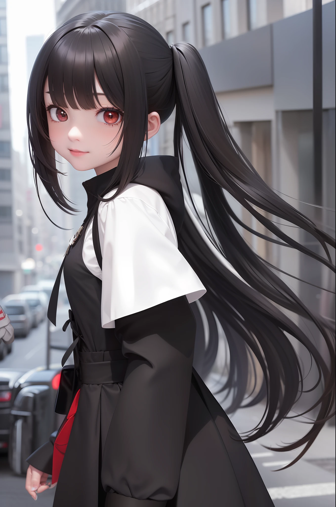 right black mole under eye, (looking at viewer:1.2), (flying_sweatdrops, petite, beautiful detailed black gothic Empire Waist Dress, white Clothes), large_breasts, cowboyshot, long hair, large red ribbon twintails, little,child,13 years old, beautiful eyes, smile, 1girl, solo, ultra high quality,hard focus, film grain, ultra high res, masterpiece, nice red eyes, eft mole under eye, (looking at viewer:1.2), (flying_sweatdrops, petite, beautiful detailed black gothic Empire Waist Dress, white Clothes), large_breasts, cowboyshot, long hair, large red ribbon twintails, little,child,13 years old, beautiful eyes, smile, 1girl, solo, ultra high quality,hard focus, film grain, ultra high res, masterpiece, nice red eyes, flushed, cute, shy, bright lighting, floating hair:1.2,
absurdres, highres, reflection, refraction:1.4 ultra detailed:1.0 (illustration, line drawing),
BREAK
short shorts, hoodie, jacket, (1girl, finely detailed beautiful face, finely detailed eyes) , walking across the road, retro city background, (dynamic angle, from side, close-up shot),
,fisheye,cute girl walking, gazing at a crumbling cityscape of towering buildings and highways from a stairway,(overlooking:1.3),river,waterfall,valley,fine silver hair,blue sky,looking at viewer,magnificent view,lens flare,dress,cowboy shot