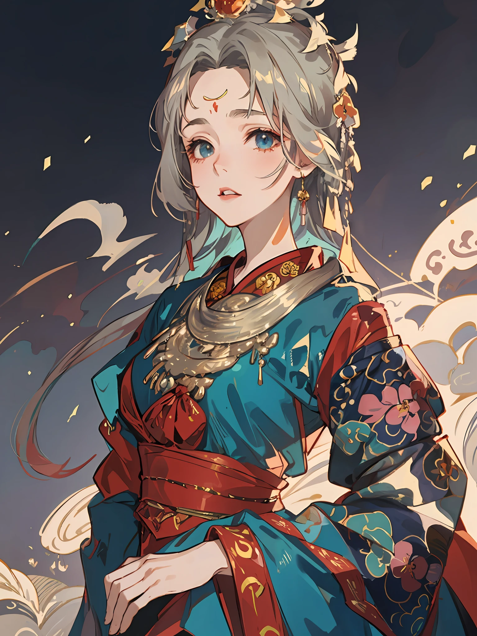 A girl, an illustration of a woman in traditional chinese costume, in the style of anime aesthetic, 32k uhd, blink-and-you-miss-it detail, beautiful, anime-inspired characters, beige and aquamarine, close-up,clear face, clean white background, masterpiece, super detail, epic composition, ultra HD, high quality, extremely detailed, official art, uniform 8k wallpaper, super detail, 32k