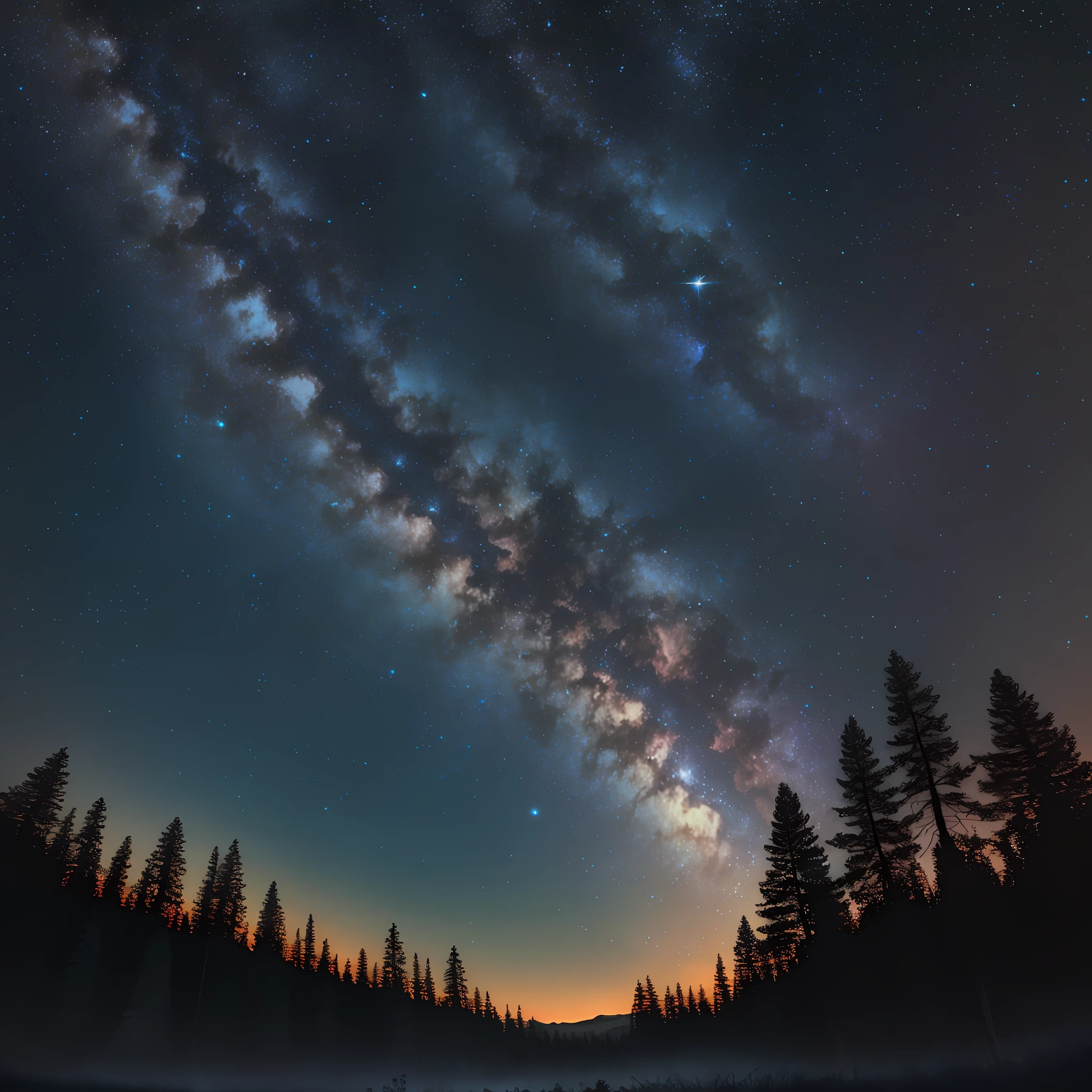 Octans, Wilderness, Night Starry Sky (Nebula: 1.3, Meteor: 0.9), Look Up at the Sky, Real Photo, UHD, Award-Won, (8K: 1.27), Best Quality, Masterpiece, Ultra High Resolution: 1.2, HDR Photo, ConEos Effect, R3, Very Detailed Wallpaper, Vibrant Detail, POV, Ultra Wide Angle, Realistic Light and Shadow.