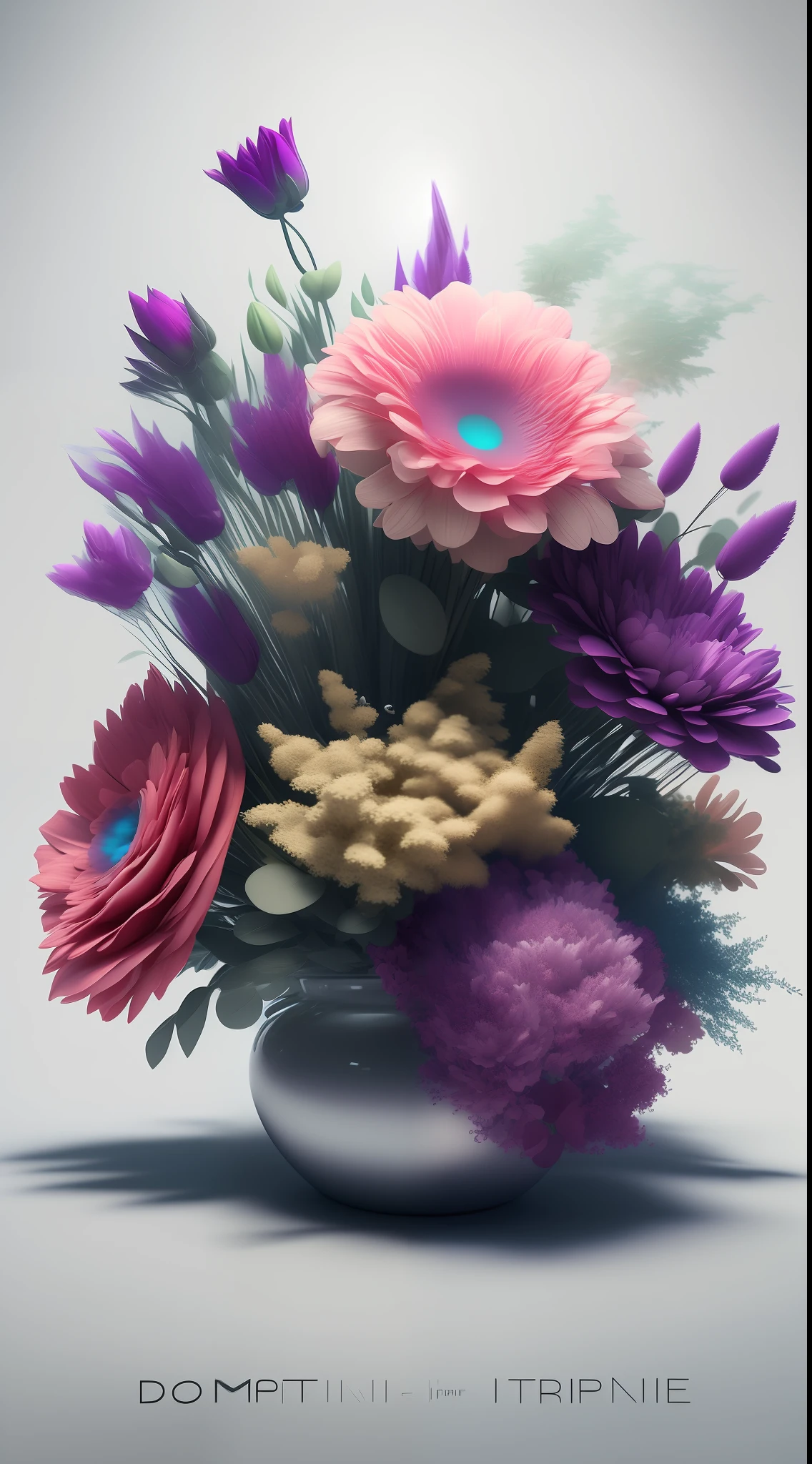 Dopamine, Surreal Airbrush Art, Three Colors in Fit for Coloring, CGSociety, Unreal Engine, 16K, Rendering, CGI, Concept Art, Trends on ArtStation, Ddreamlike Style, Floral Arrangement Look