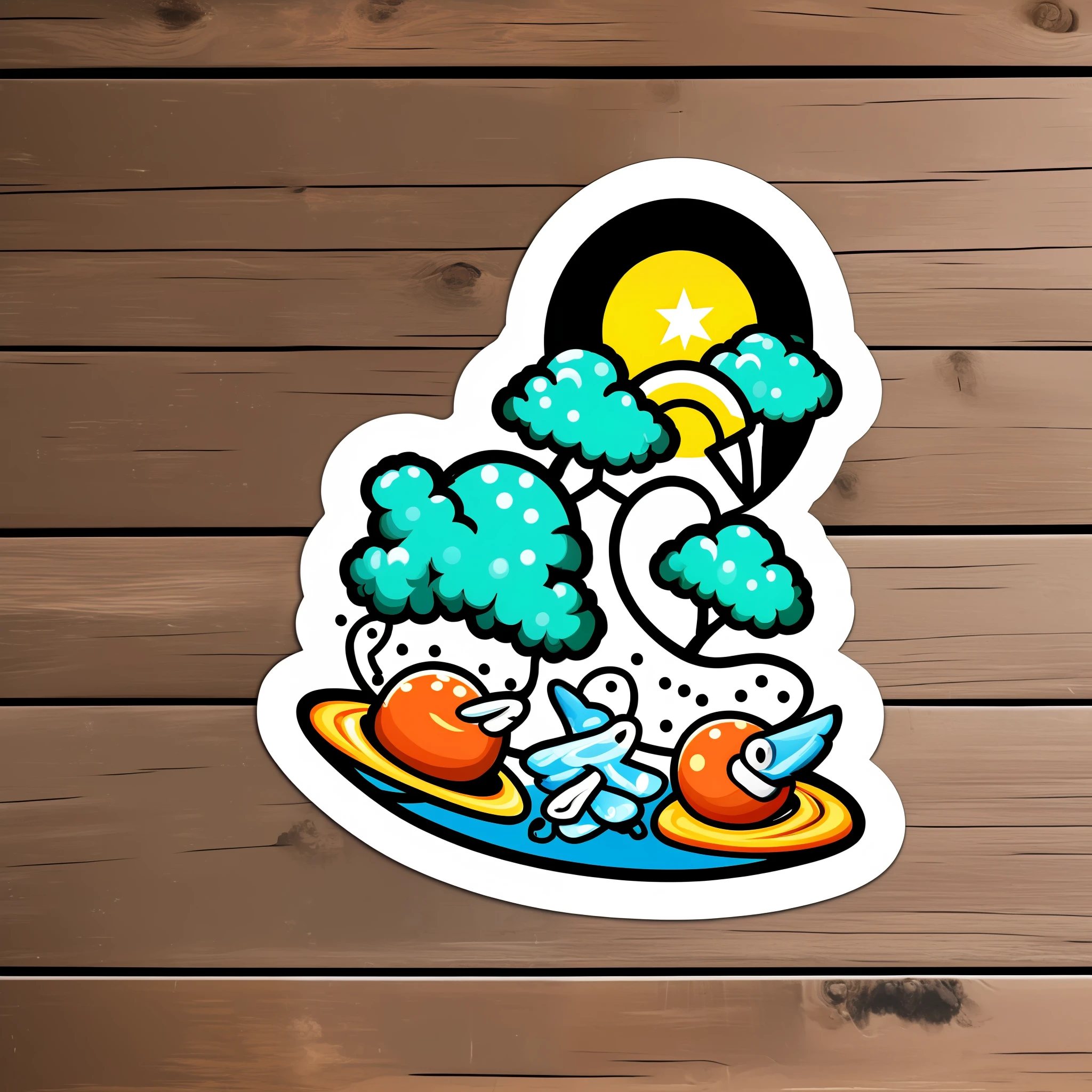 The best beach sticker with white background, trending on artstation, award winning