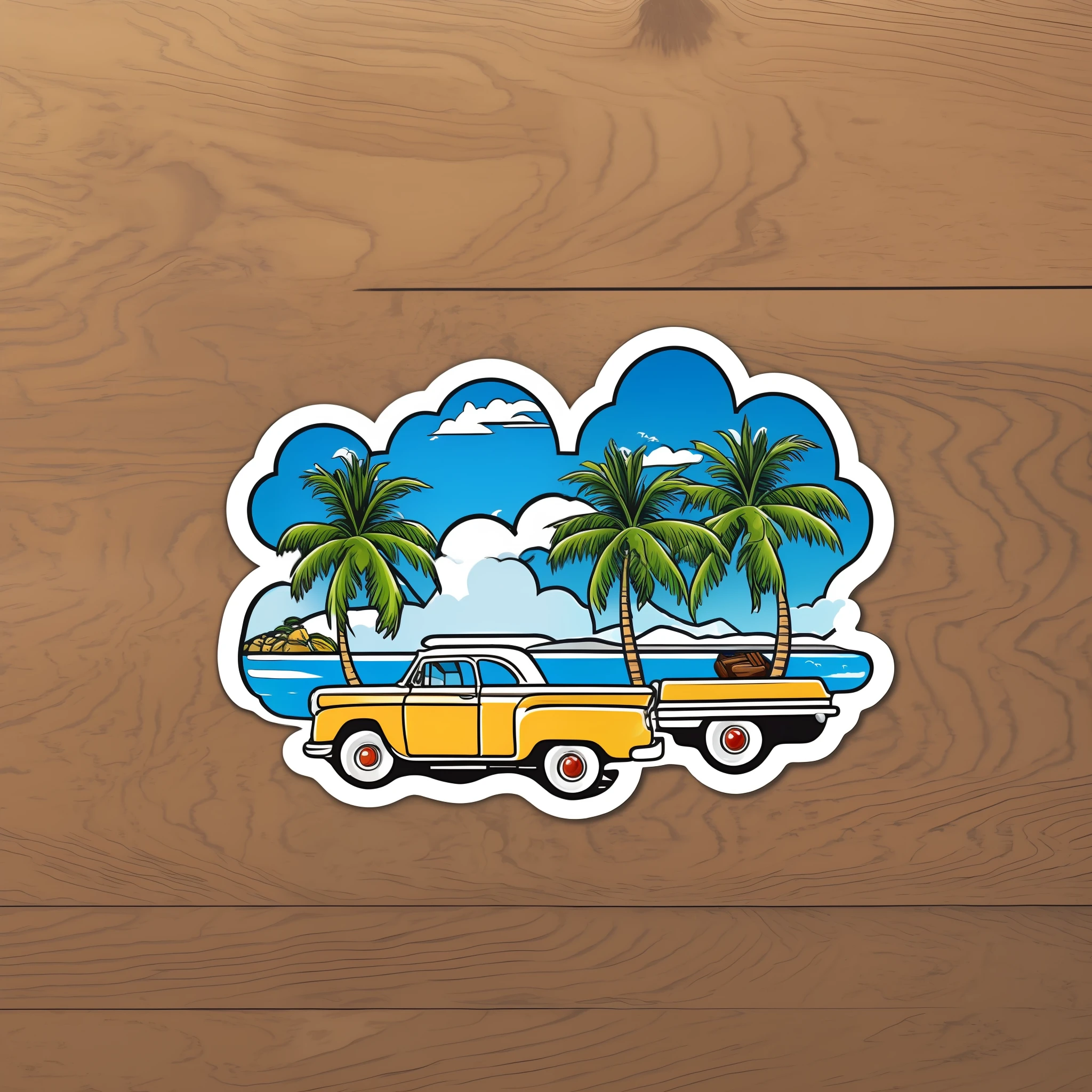 The best beach sticker with white background, trending on artstation, award winning